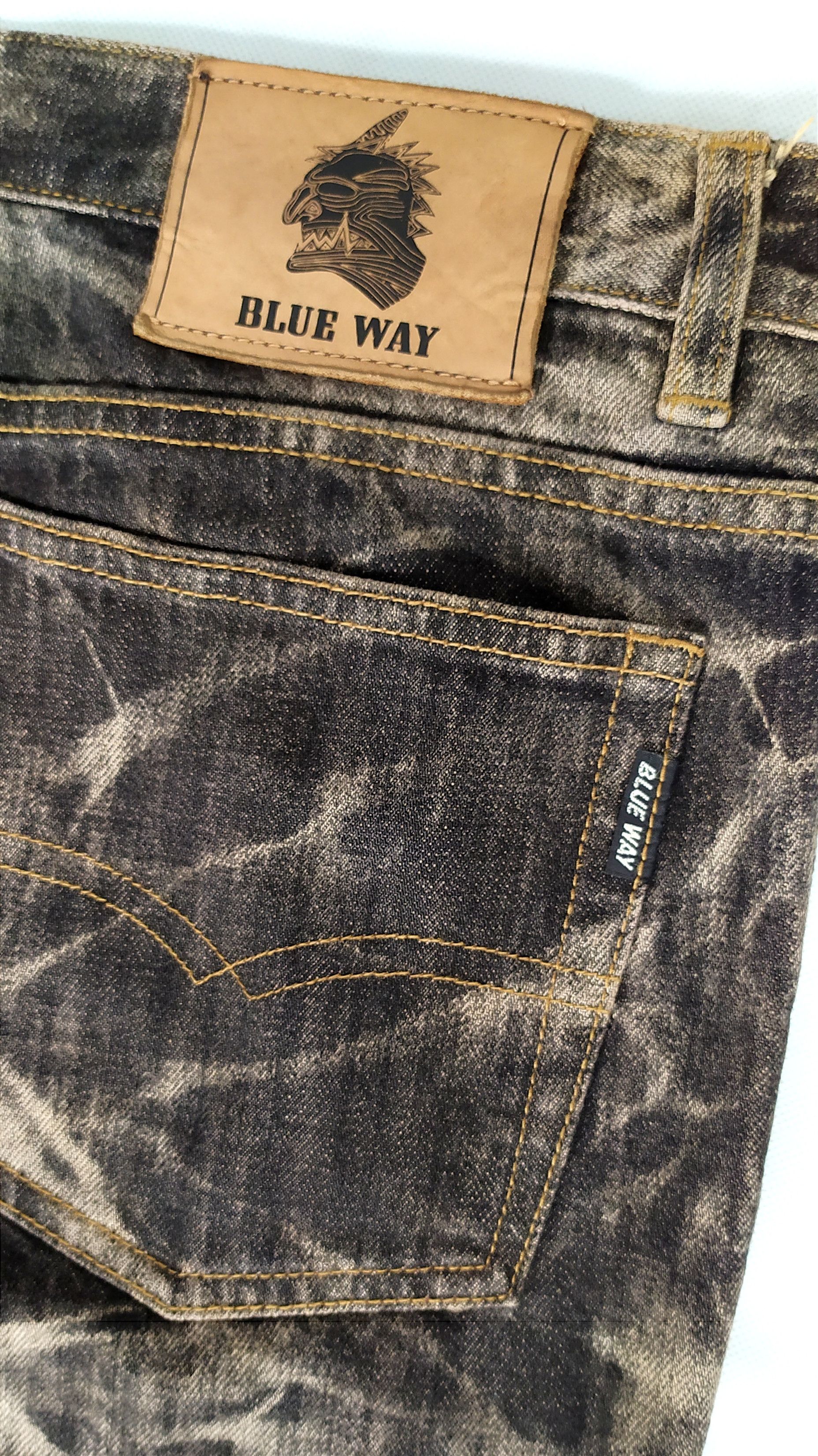Blue Blue Japan Japanese brand BLUE WAY bleach denim pants Size US 31 - 13 Thumbnail