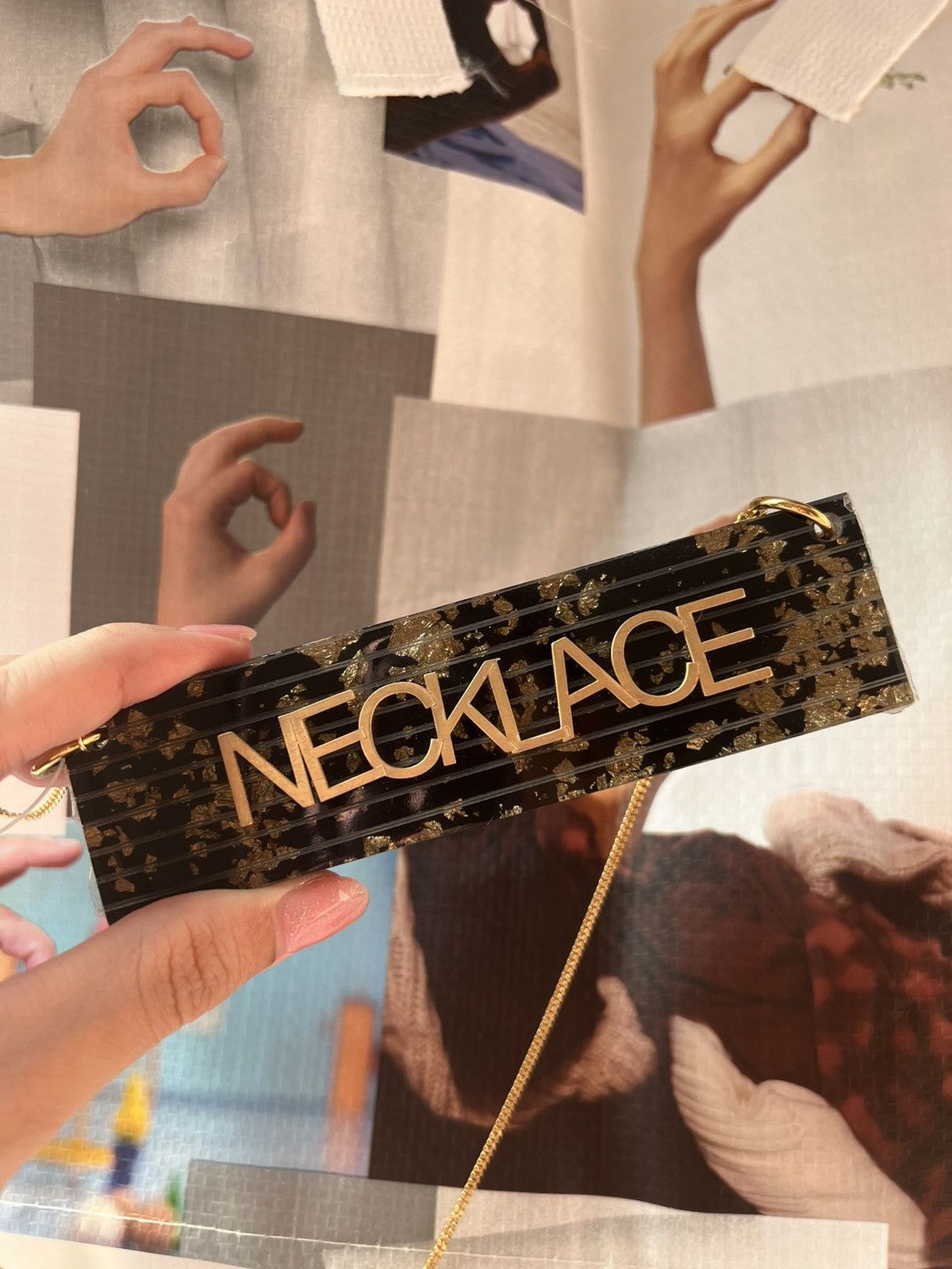 Maison Margiela MM6 Resin Plate Gold Necklace Size ONE SIZE - 1 Thumbnail