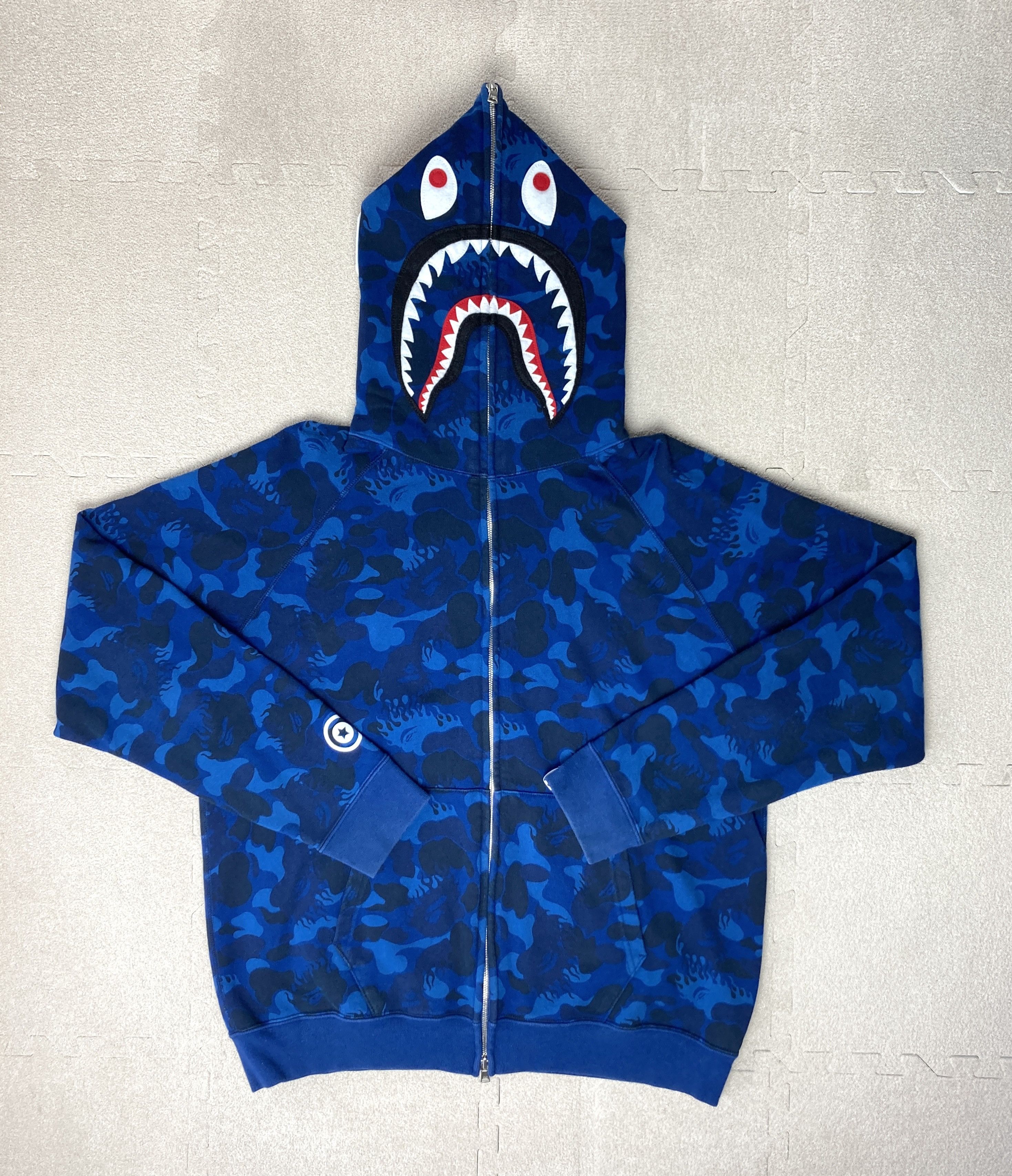 Blue flame best sale bape hoodie