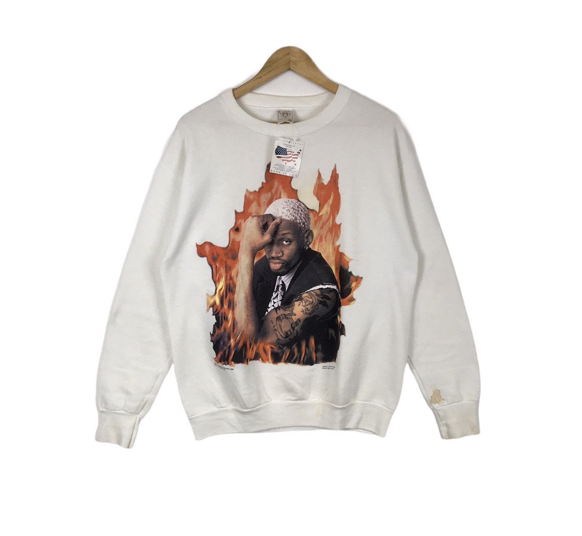 NBA Deadstock With Tag Vintage 1996 Nba Dennis Rodman Sweatshirt Size US L / EU 52-54 / 3 - 1 Thumbnail