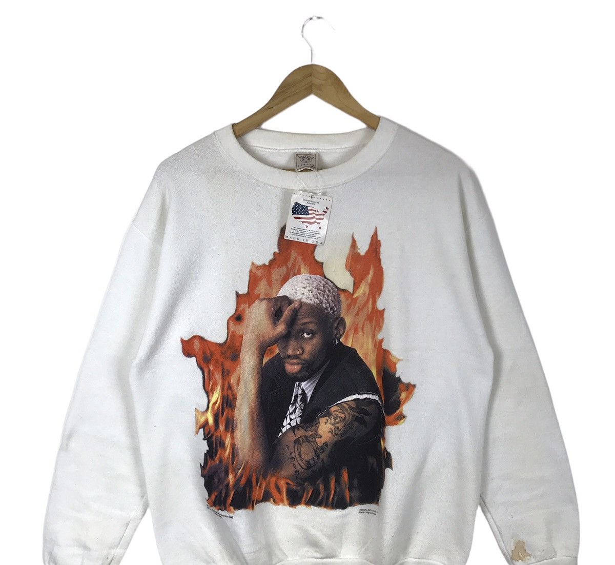 NBA Deadstock With Tag Vintage 1996 Nba Dennis Rodman Sweatshirt Size US L / EU 52-54 / 3 - 2 Thumbnail