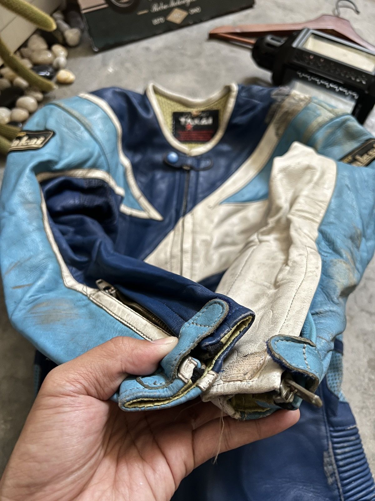 Leather 🔥 VTG 🔥 Japanese Takai Racing Leather Overall With Guard Size US 29 - 13 Thumbnail