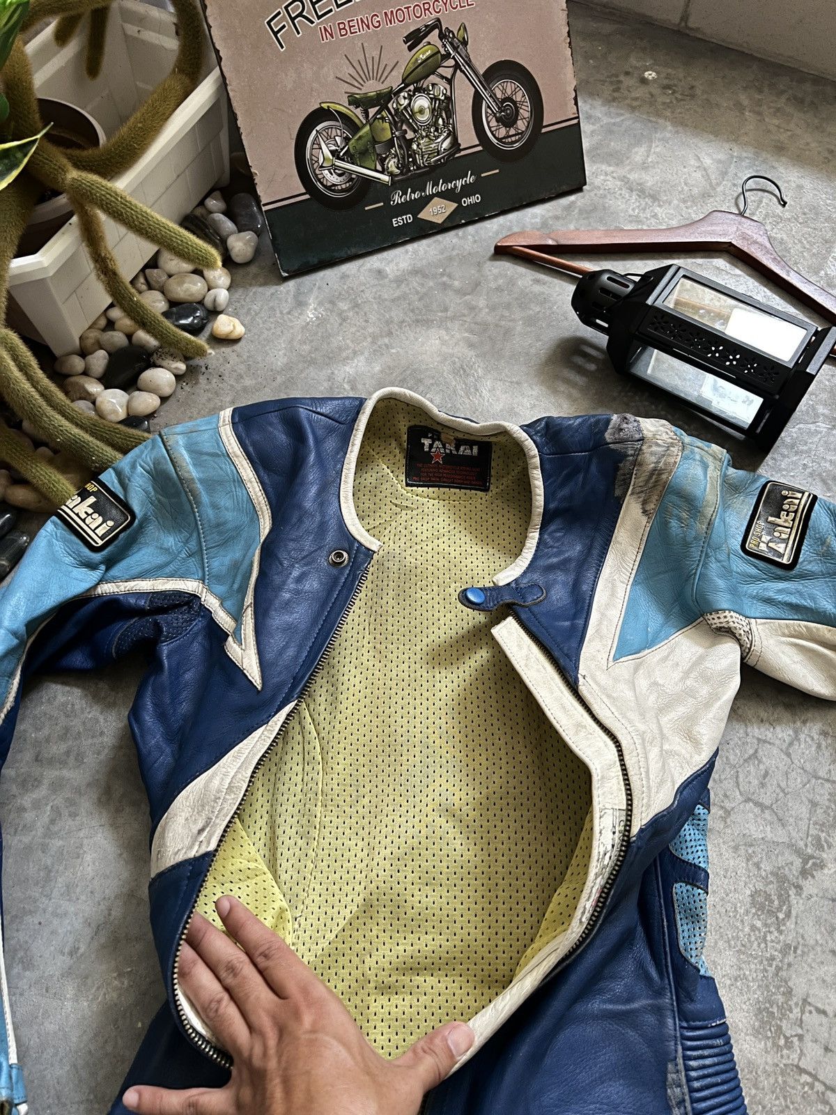 Leather 🔥 VTG 🔥 Japanese Takai Racing Leather Overall With Guard Size US 29 - 16 Thumbnail