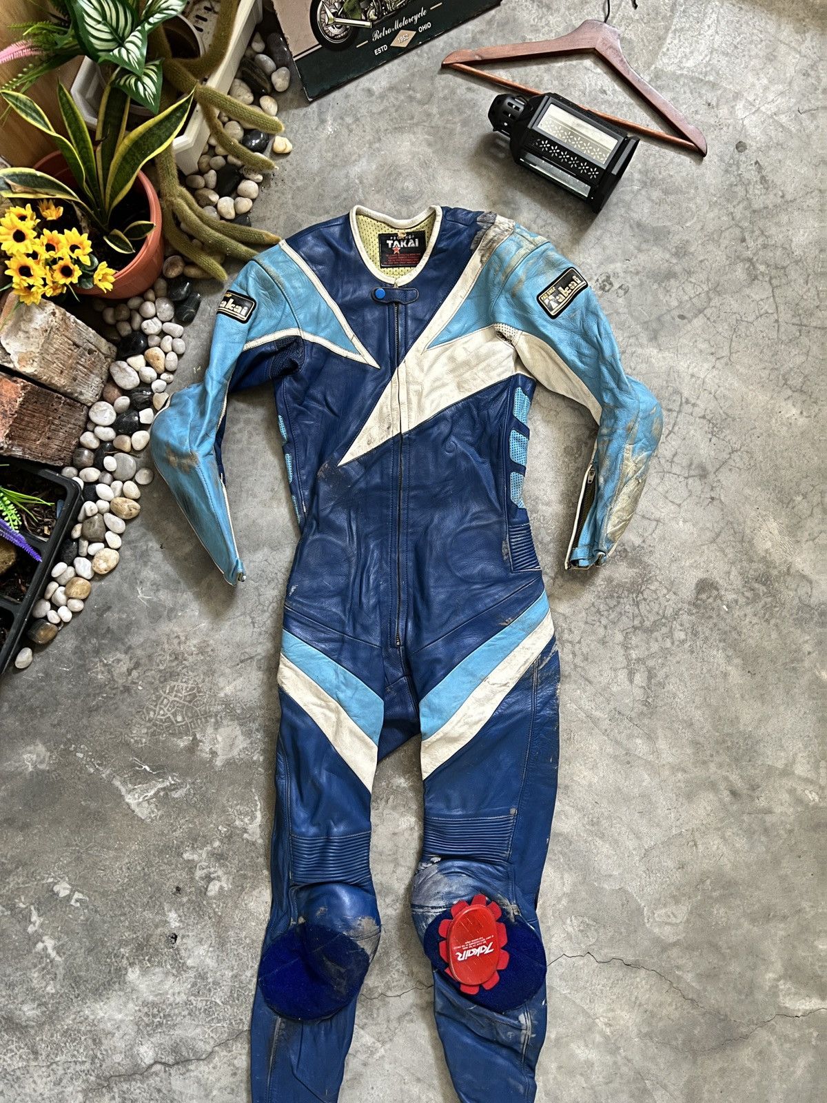 Leather 🔥 VTG 🔥 Japanese Takai Racing Leather Overall With Guard Size US 29 - 9 Thumbnail
