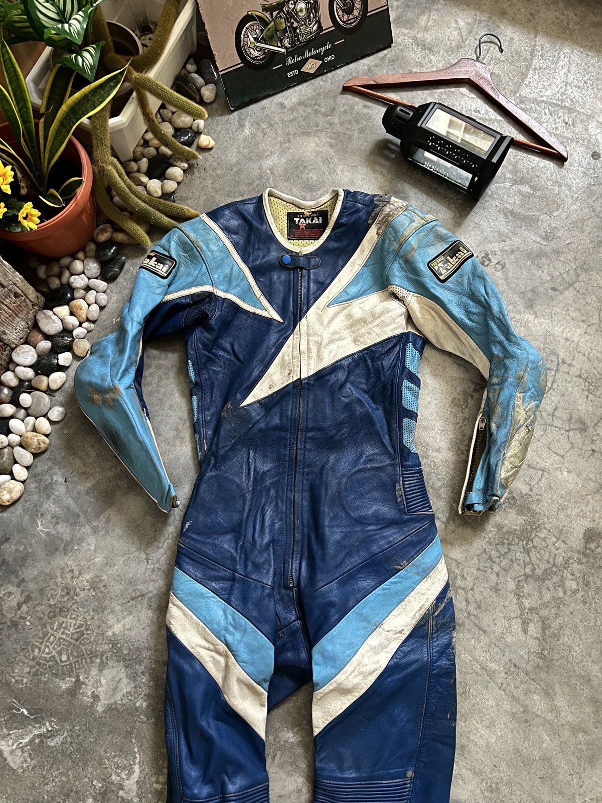 Leather 🔥 VTG 🔥 Japanese Takai Racing Leather Overall With Guard Size US 29 - 8 Thumbnail