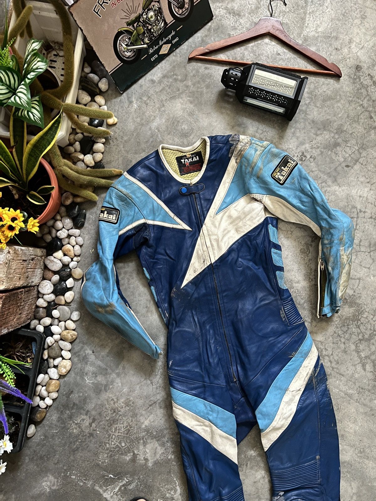 Leather 🔥 VTG 🔥 Japanese Takai Racing Leather Overall With Guard Size US 29 - 11 Thumbnail