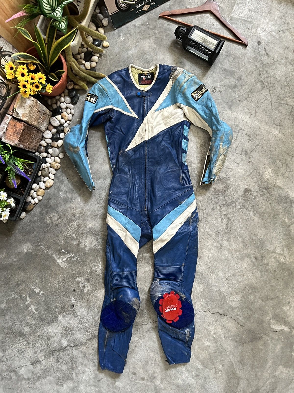 Leather 🔥 VTG 🔥 Japanese Takai Racing Leather Overall With Guard Size US 29 - 6 Thumbnail