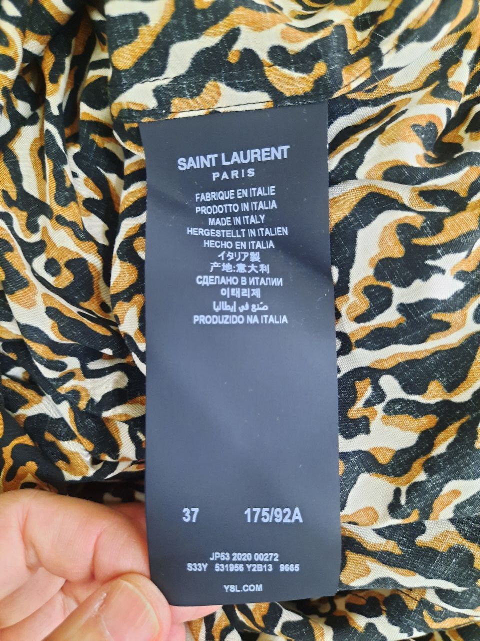 Saint Laurent Paris *New* FW20 AW20 Leopard Print Shark Collar Hawaiian Shirt Size US S / EU 44-46 / 1 - 4 Thumbnail
