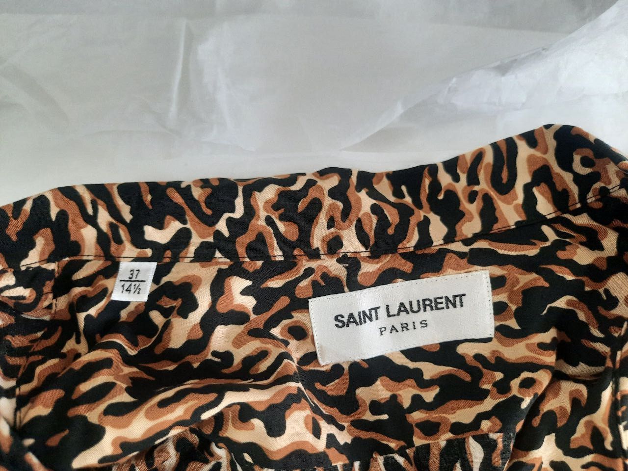 Saint Laurent Paris *New* FW20 AW20 Leopard Print Shark Collar Hawaiian Shirt Size US S / EU 44-46 / 1 - 3 Thumbnail