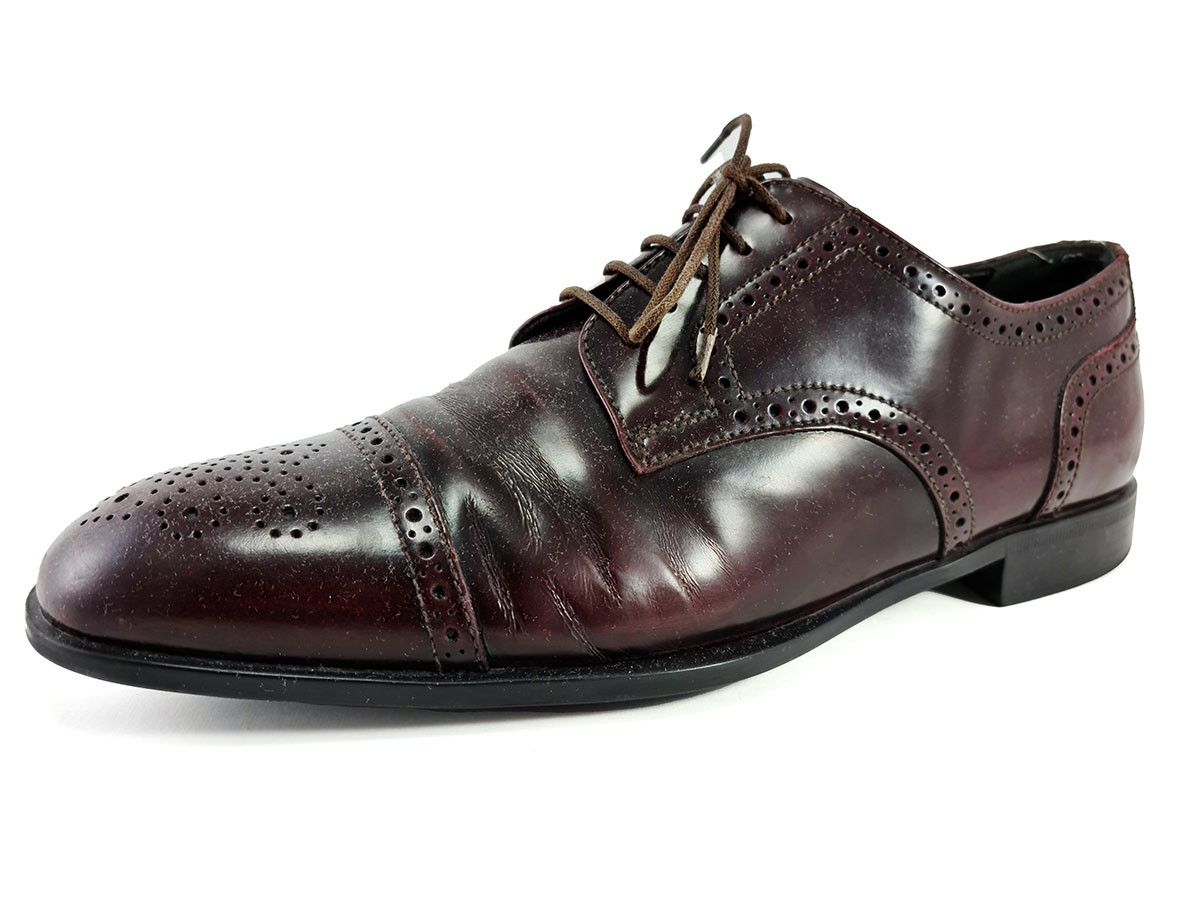 Giorgio Armani Made In Italy Brogue Oxford Cap Toe Dress Shoes 8 Mens Classic Giorgio Armani Brown Leather Brogue Dress Derby Men main image 4