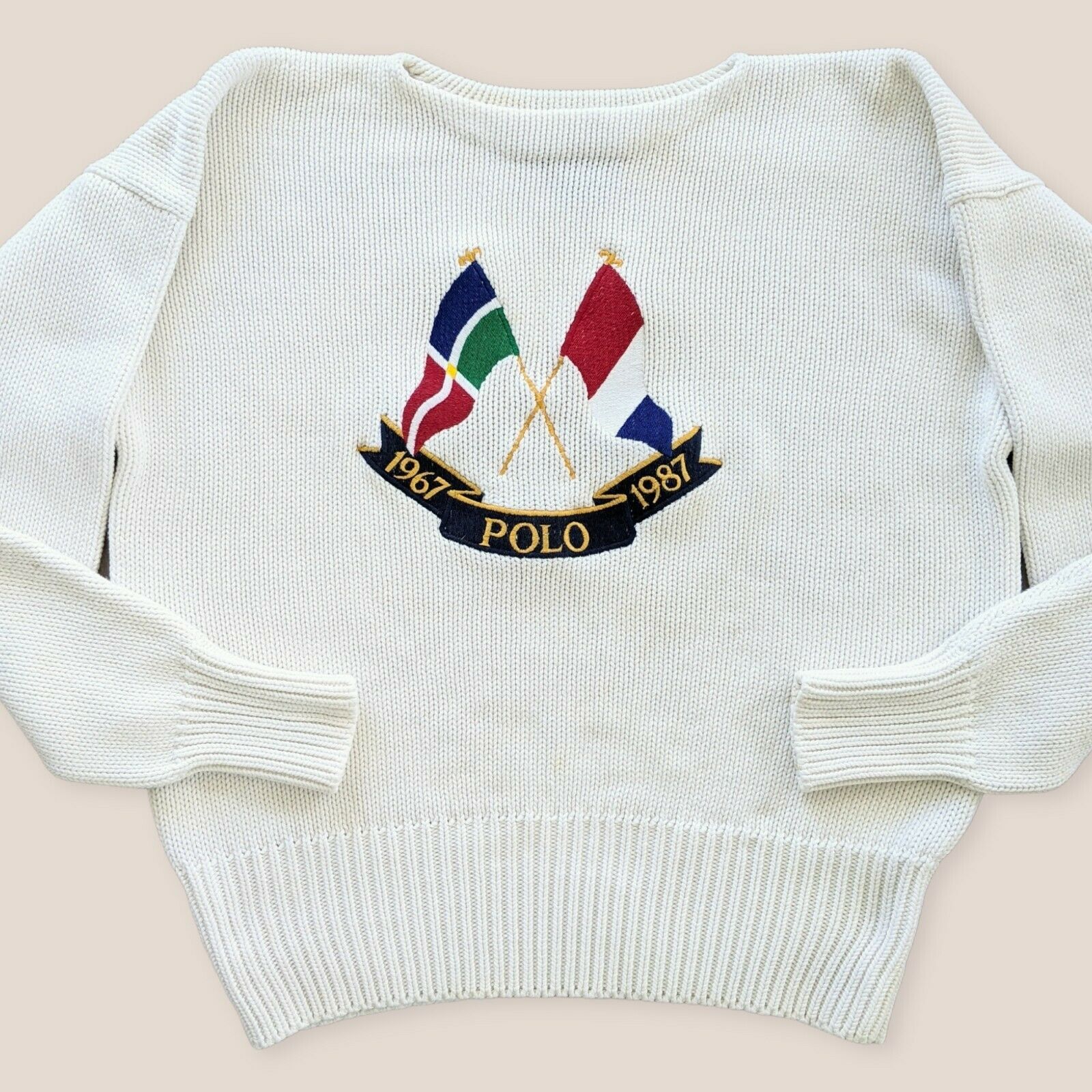 Polo Ralph Lauren Vintage Polo Ralph Lauren Cross Flags Cotton Sweater MED Size US M / EU 48-50 / 2 - 2 Thumbnail