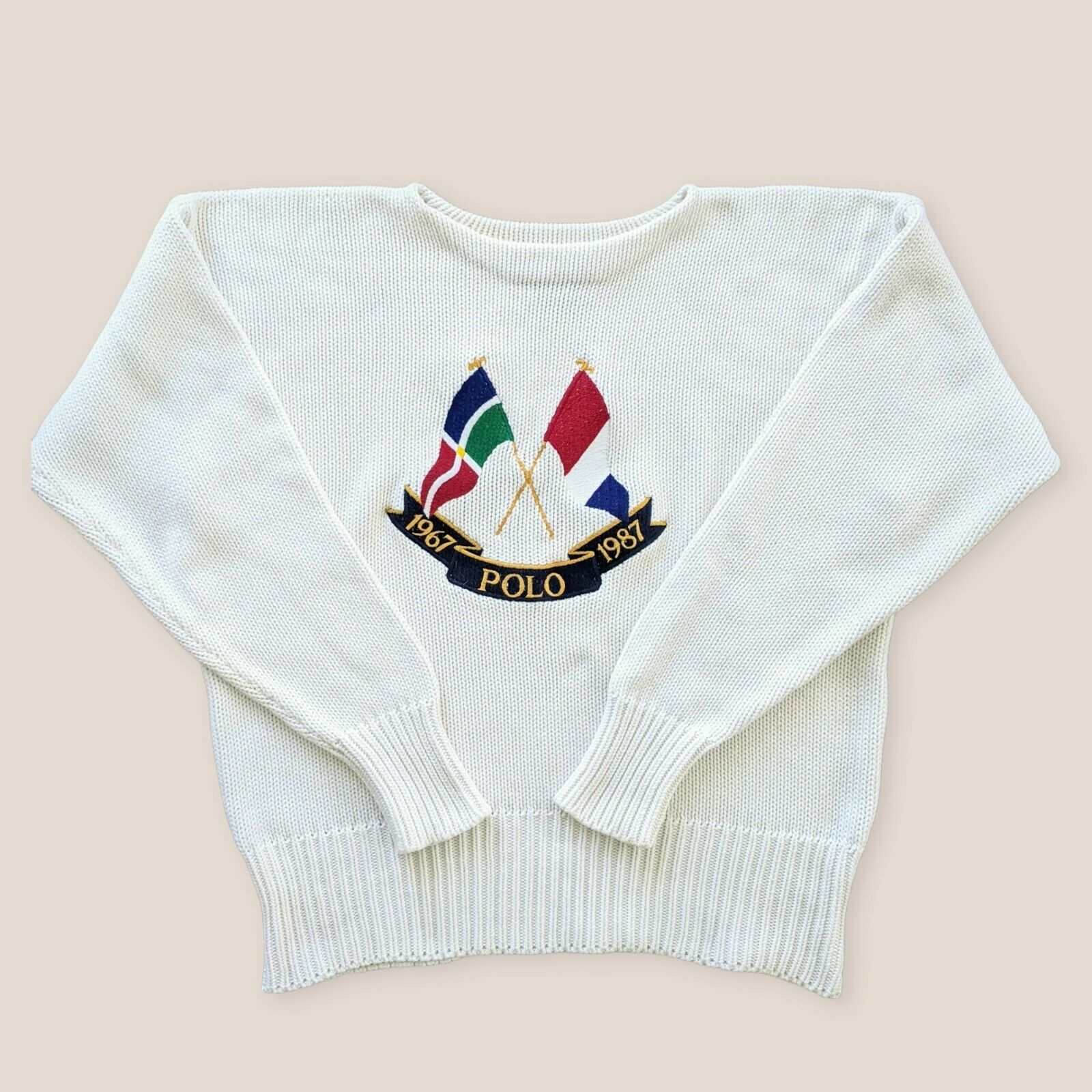 Polo Ralph Lauren Vintage Polo Ralph Lauren Cross Flags Cotton Sweater MED Size US M / EU 48-50 / 2 - 1 Thumbnail