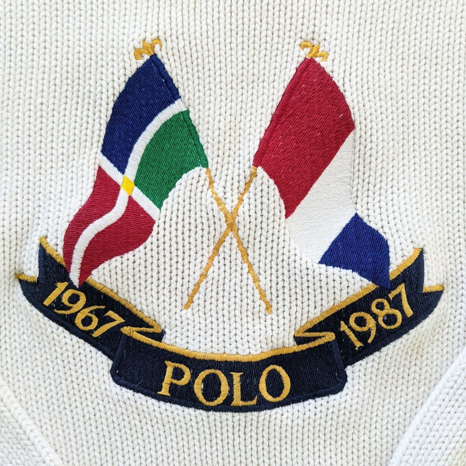 Polo Ralph Lauren Vintage Polo Ralph Lauren Cross Flags Cotton Sweater MED Size US M / EU 48-50 / 2 - 4 Thumbnail