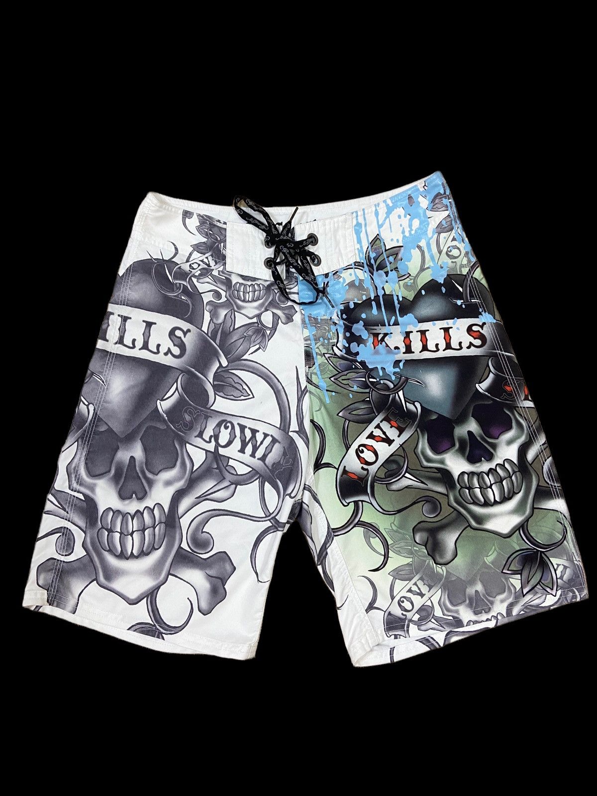 Christian Audigier Y2K Ed Hardy Christian Audigier 🇺🇸 Skull Short Baggy Jorts Size US 30 / EU 46 - 1 Thumbnail