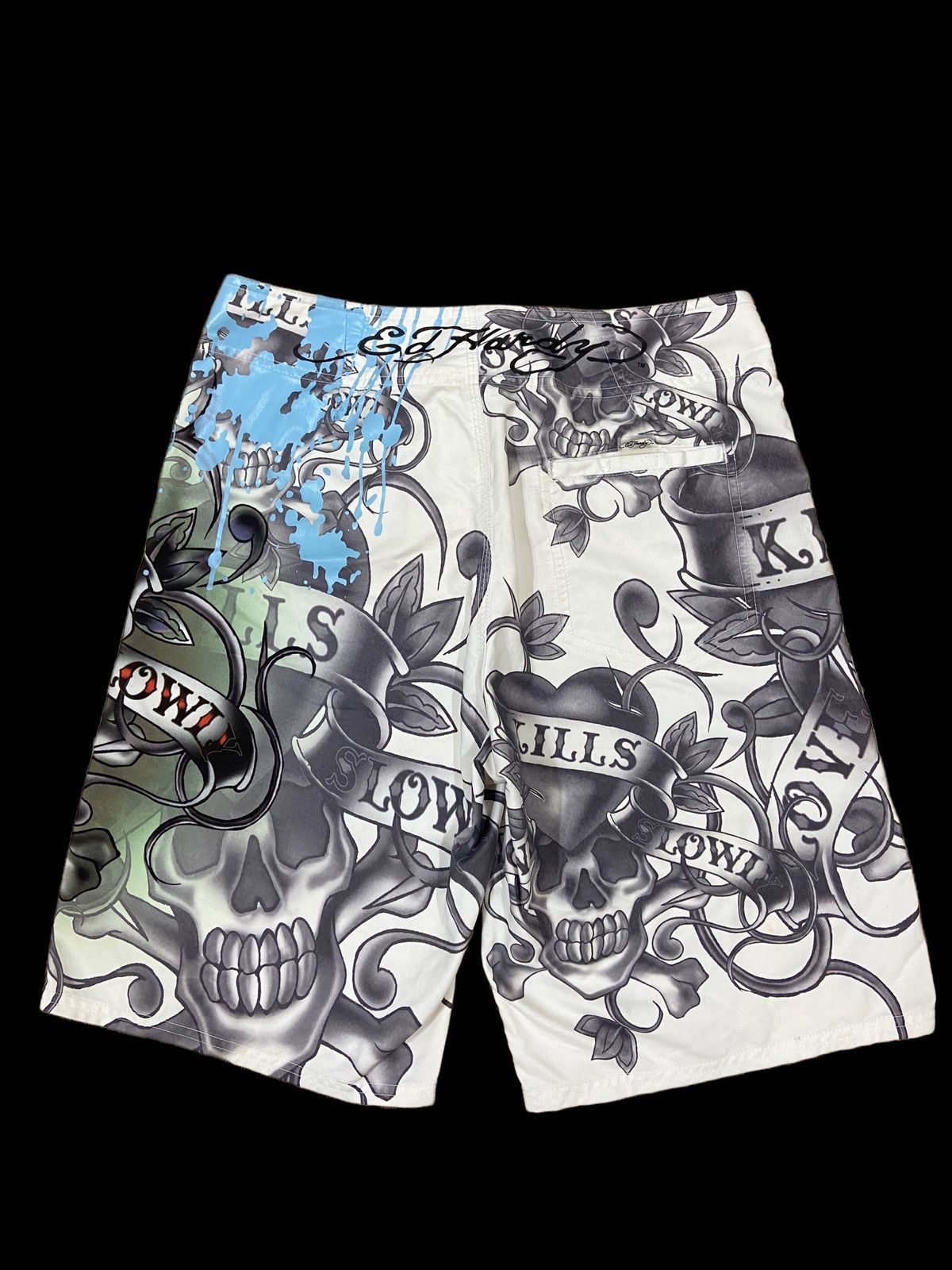Christian Audigier Y2K Ed Hardy Christian Audigier 🇺🇸 Skull Short Baggy Jorts Size US 30 / EU 46 - 2 Thumbnail
