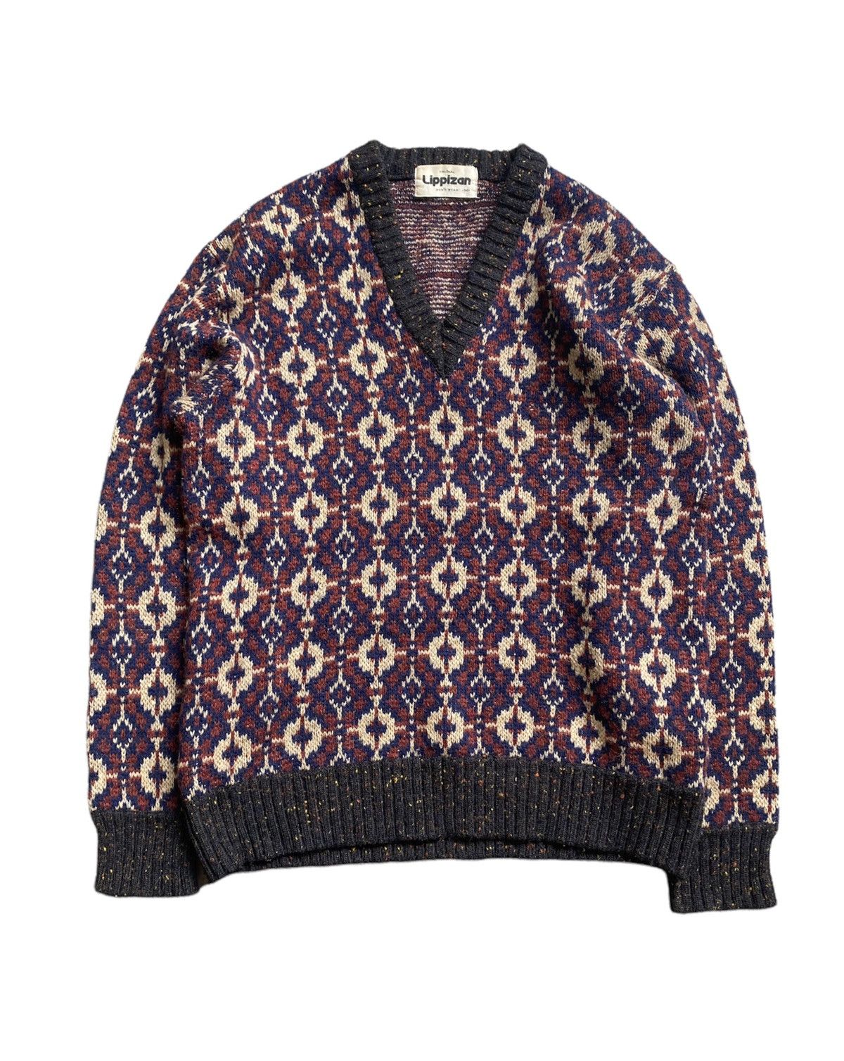 Japanese Brand 80s jacquard cable knit Size US M / EU 48-50 / 2 - 1 Thumbnail
