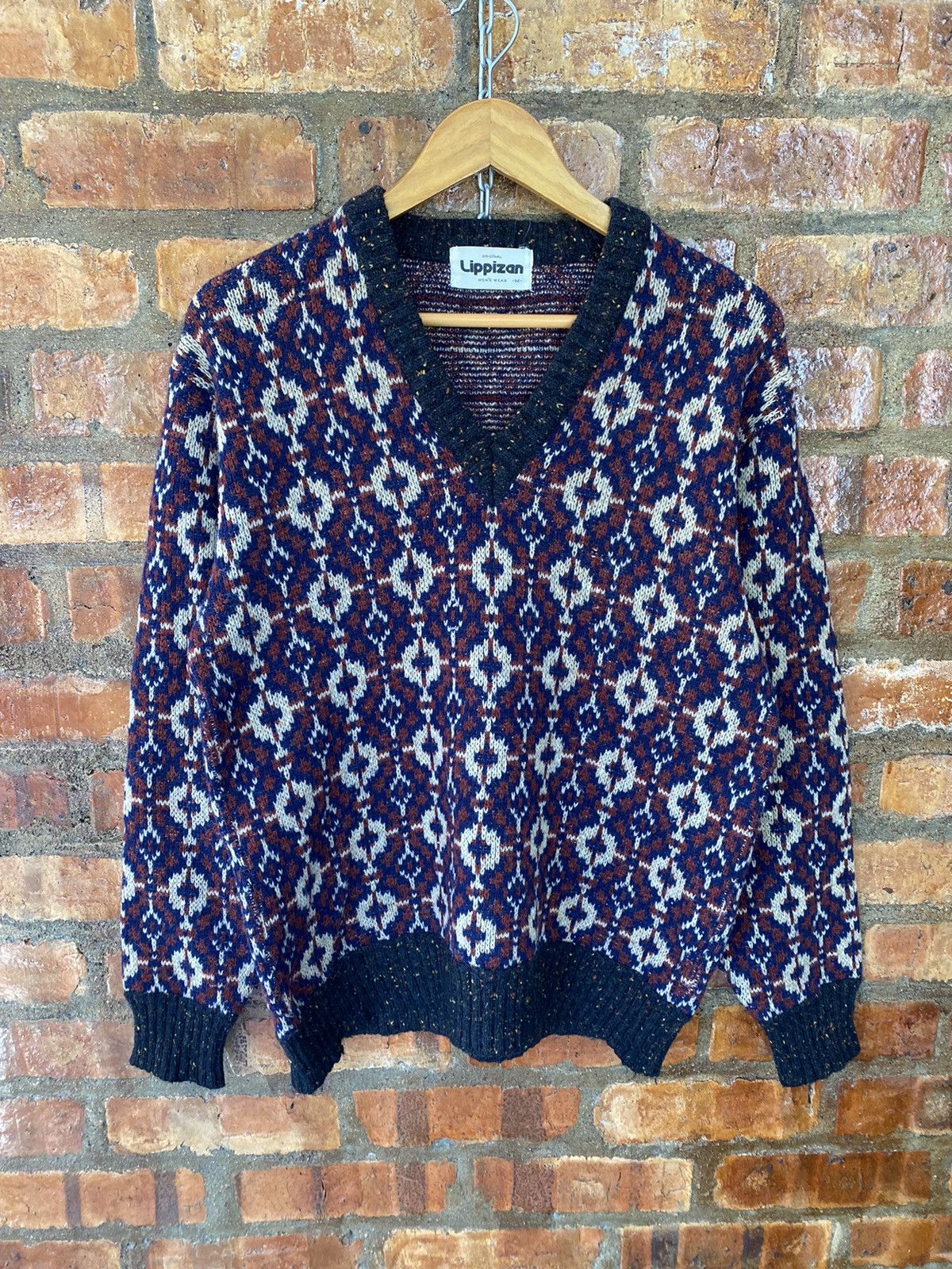 Japanese Brand 80s jacquard cable knit Size US M / EU 48-50 / 2 - 2 Thumbnail