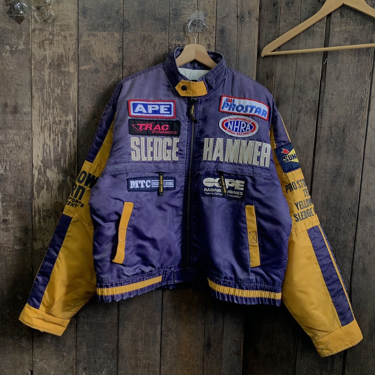 Vintage Yellow Corn Motorsports Sledge Hammer Leather Jacket