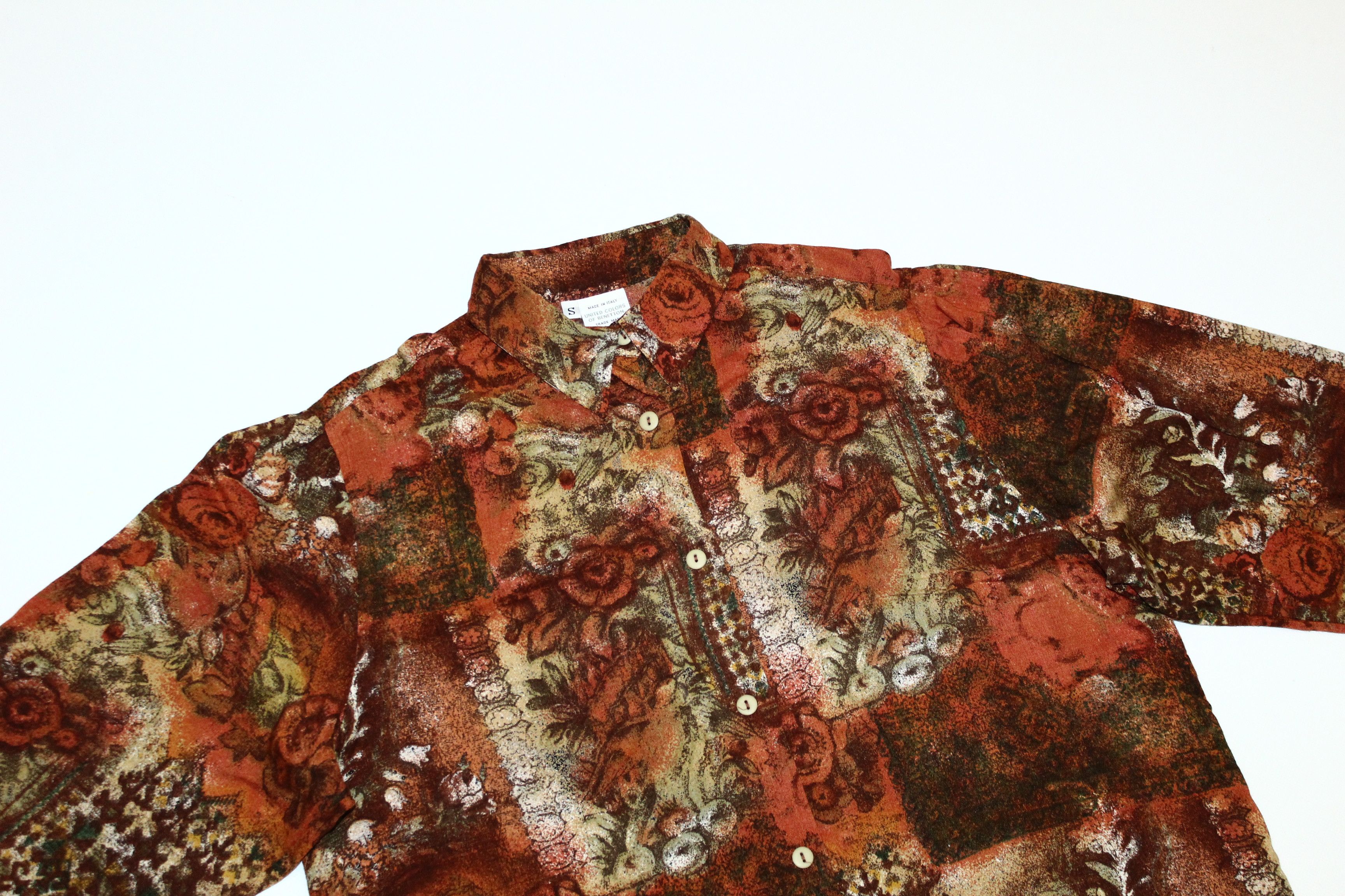Benetton 💥 VTG 💥 Benetton Baroque Floral Abstract Art Coctail Shirt Size S / US 4 / IT 40 - 2 Thumbnail