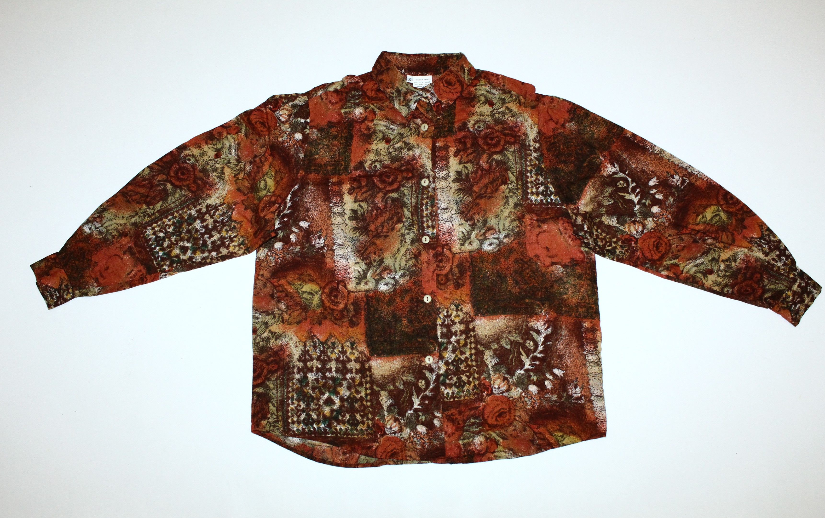 Benetton 💥 VTG 💥 Benetton Baroque Floral Abstract Art Coctail Shirt Size S / US 4 / IT 40 - 7 Thumbnail
