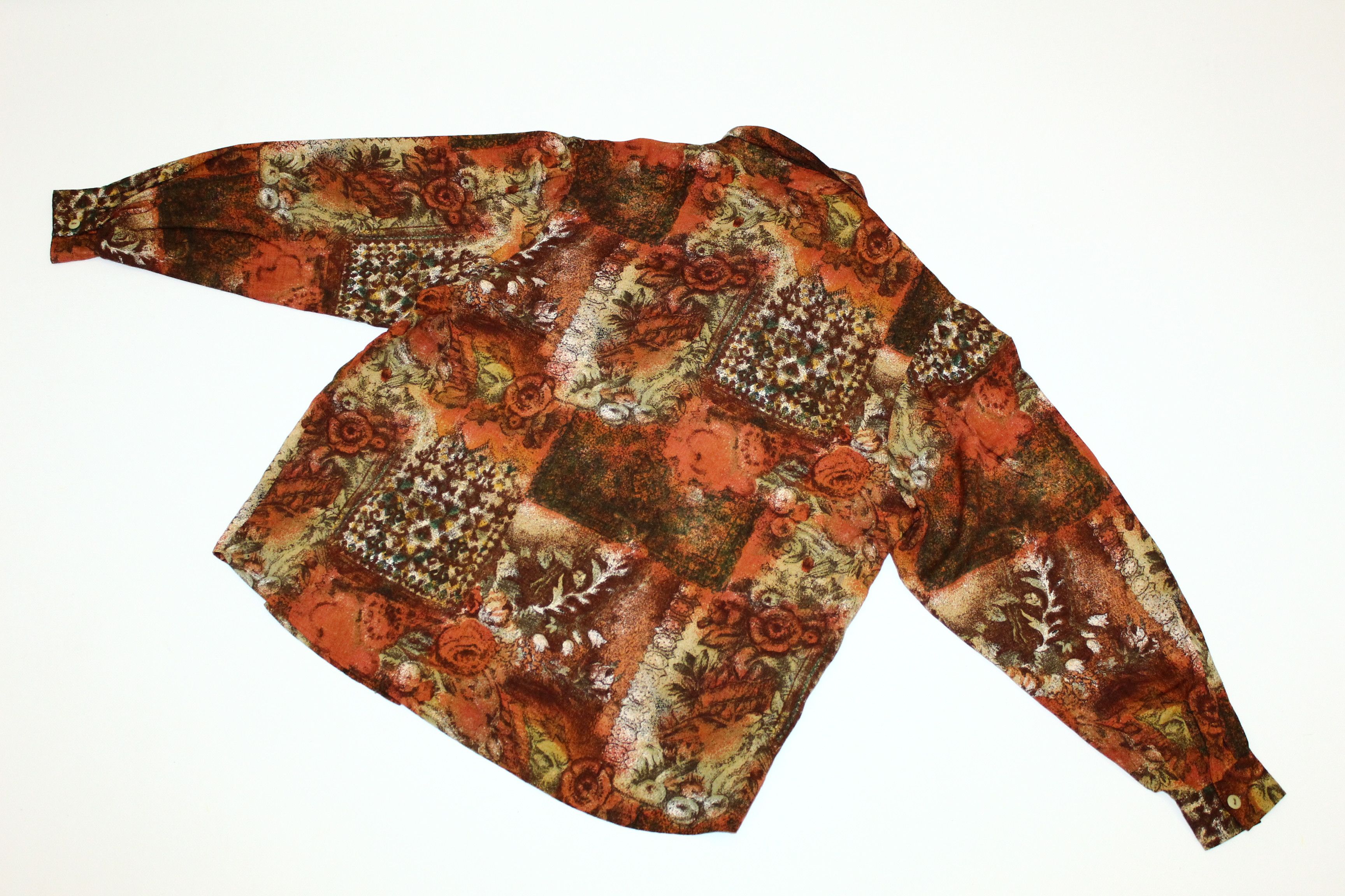 Benetton 💥 VTG 💥 Benetton Baroque Floral Abstract Art Coctail Shirt Size S / US 4 / IT 40 - 6 Thumbnail