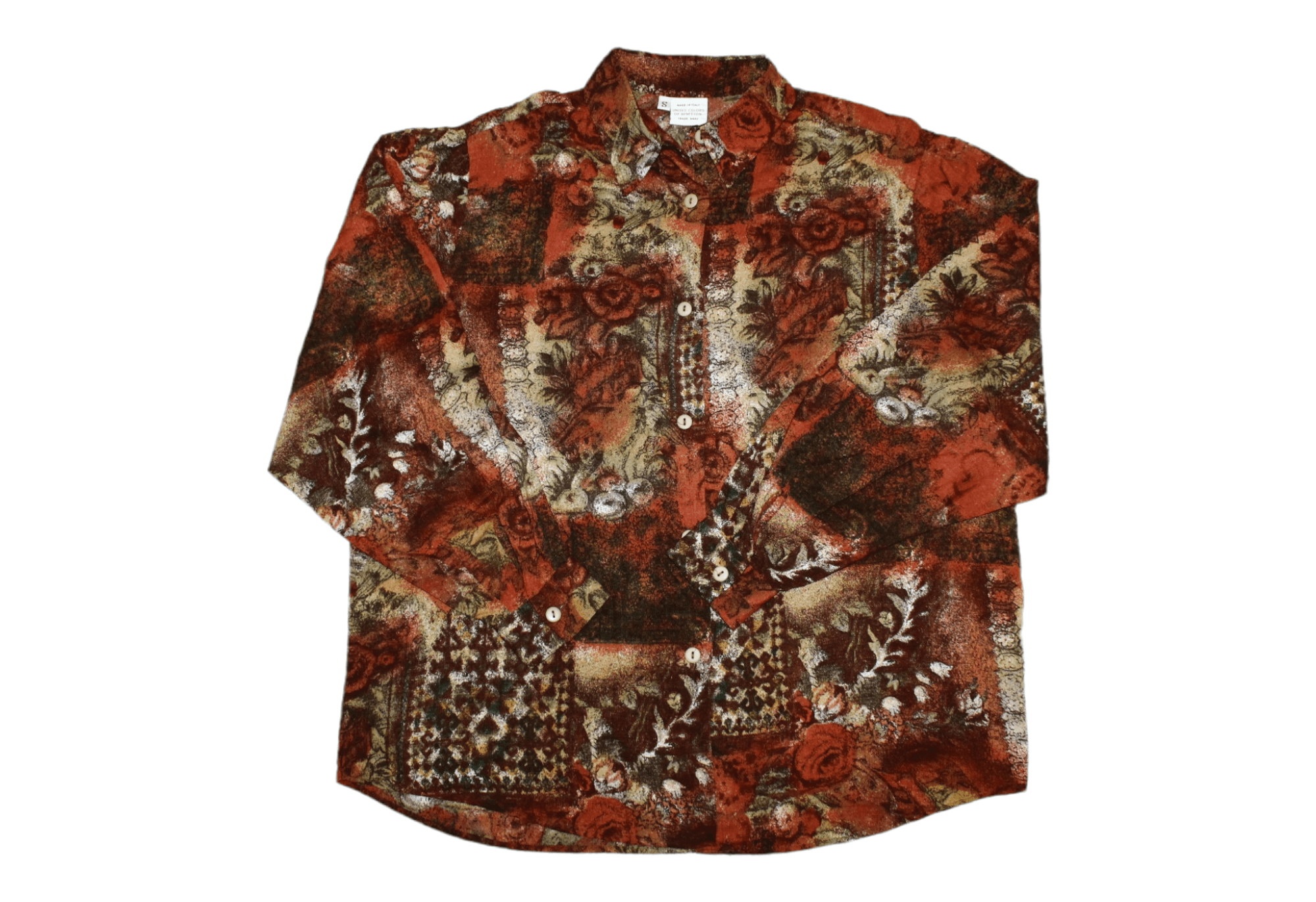Benetton 💥 VTG 💥 Benetton Baroque Floral Abstract Art Coctail Shirt Size S / US 4 / IT 40 - 1 Thumbnail
