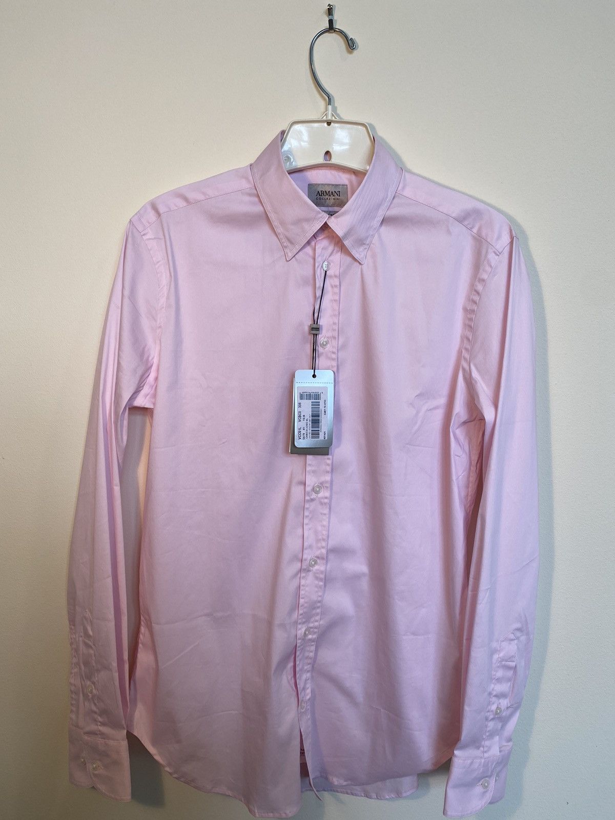 Armani Collezioni Men's Slim Fit Pink Dress Shirt 15 (38 EU)