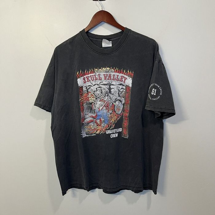 Vintage Vtg 90s Skull Valley Motorcycle Biker Faded Black T-Shirt | Grailed