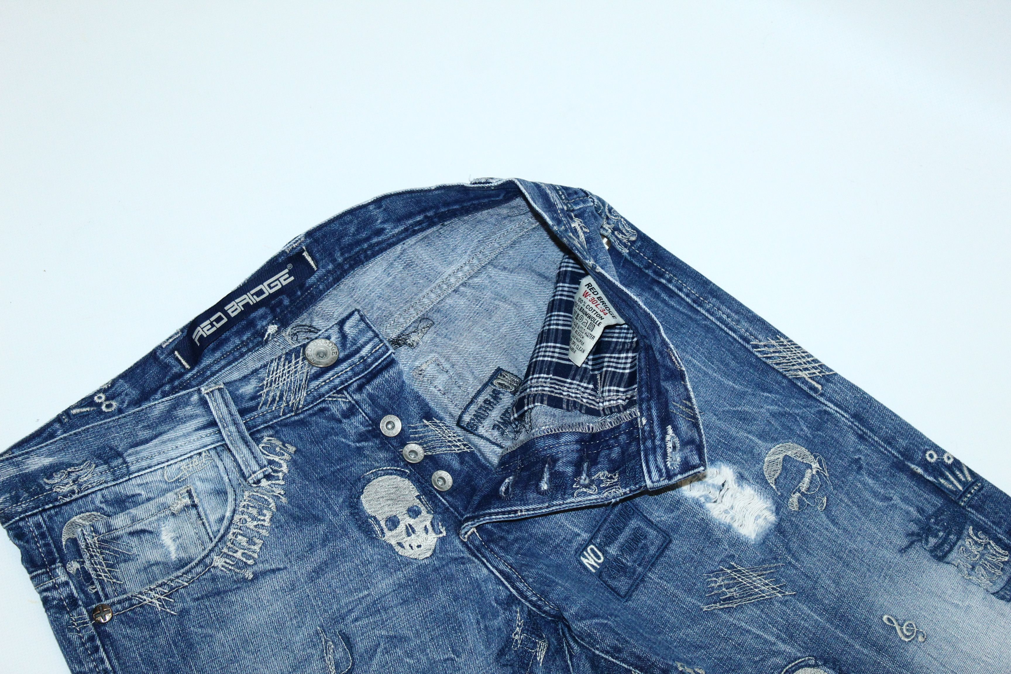 Beauty Beast STEALS 🔥 Red Bridge Multilogo Embroidery Faded Punk Jeans Size US 32 / EU 48 - 11 Thumbnail