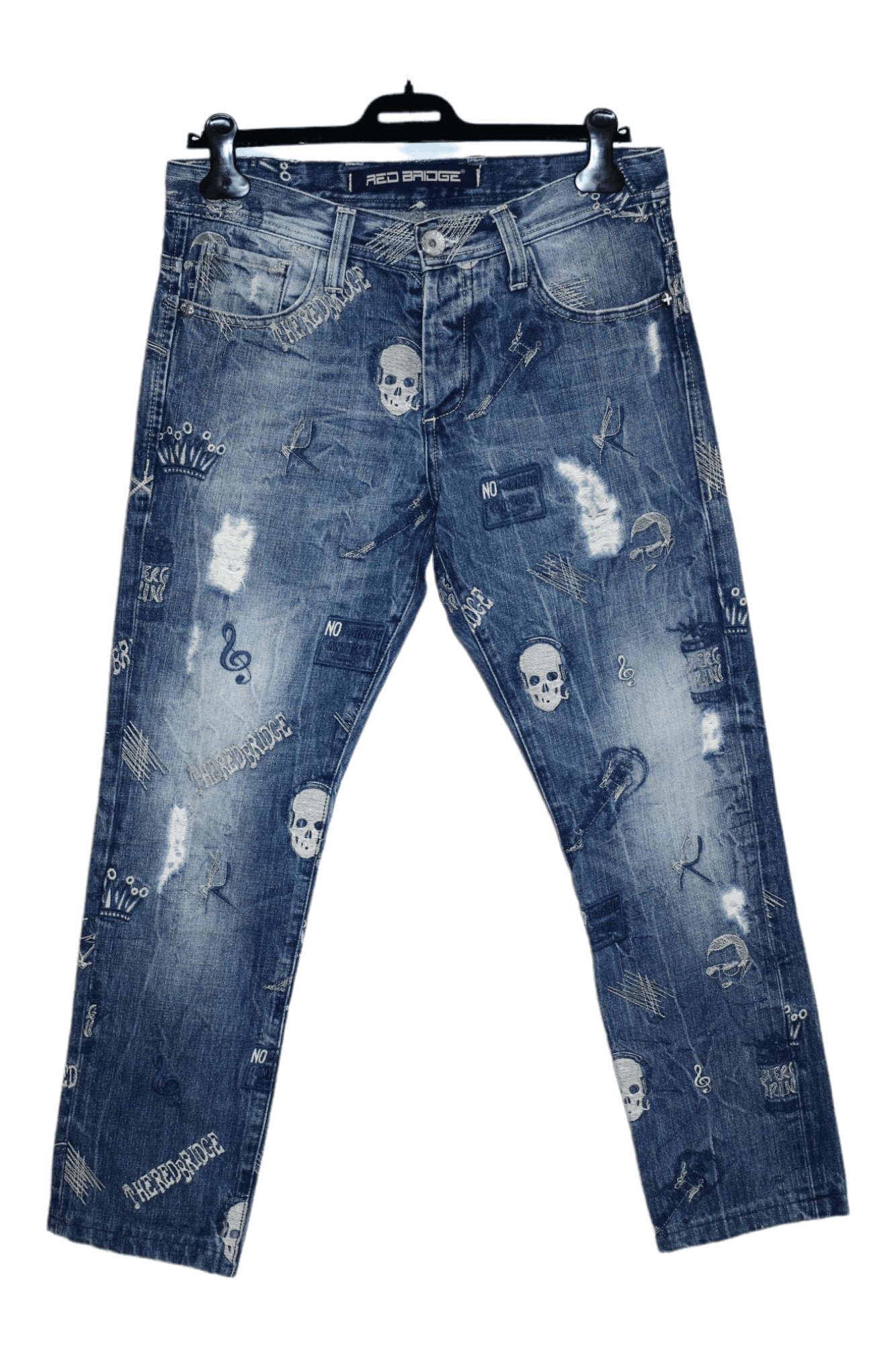 Beauty Beast STEALS 🔥 Red Bridge Multilogo Embroidery Faded Punk Jeans Size US 32 / EU 48 - 1 Thumbnail