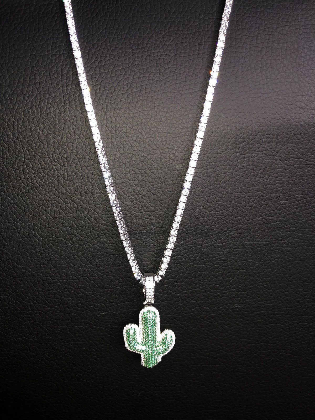 Iced Out Cactus Chain Cactus Pendant Cactus Diamond Chain
