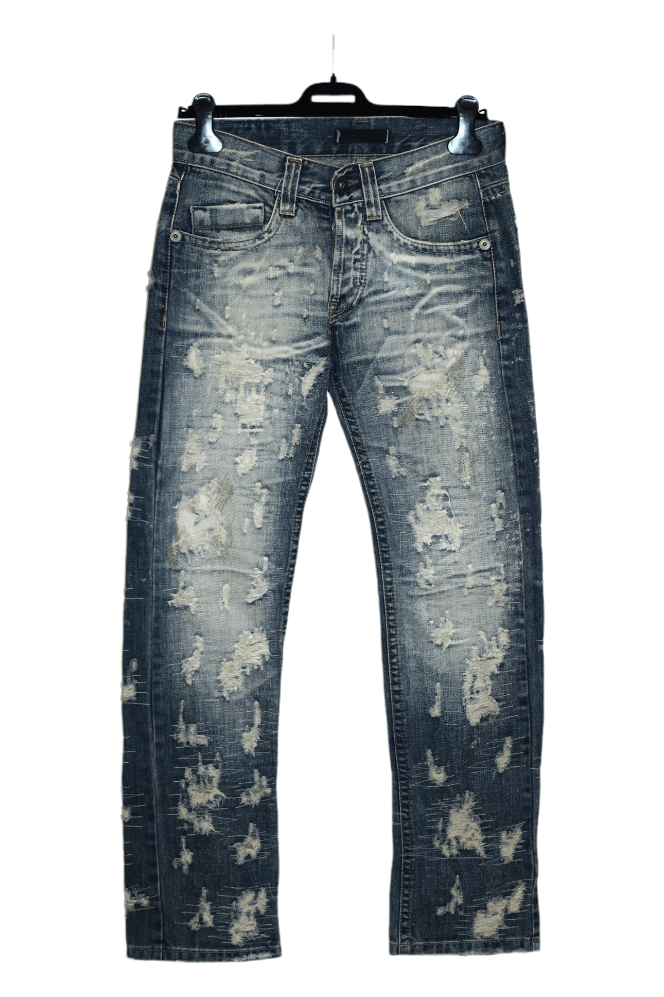 image of Steals VTG Absolut Joy Total Rip Destroyed Tapered Jeans in Faded Blue, Men's (Size 30)