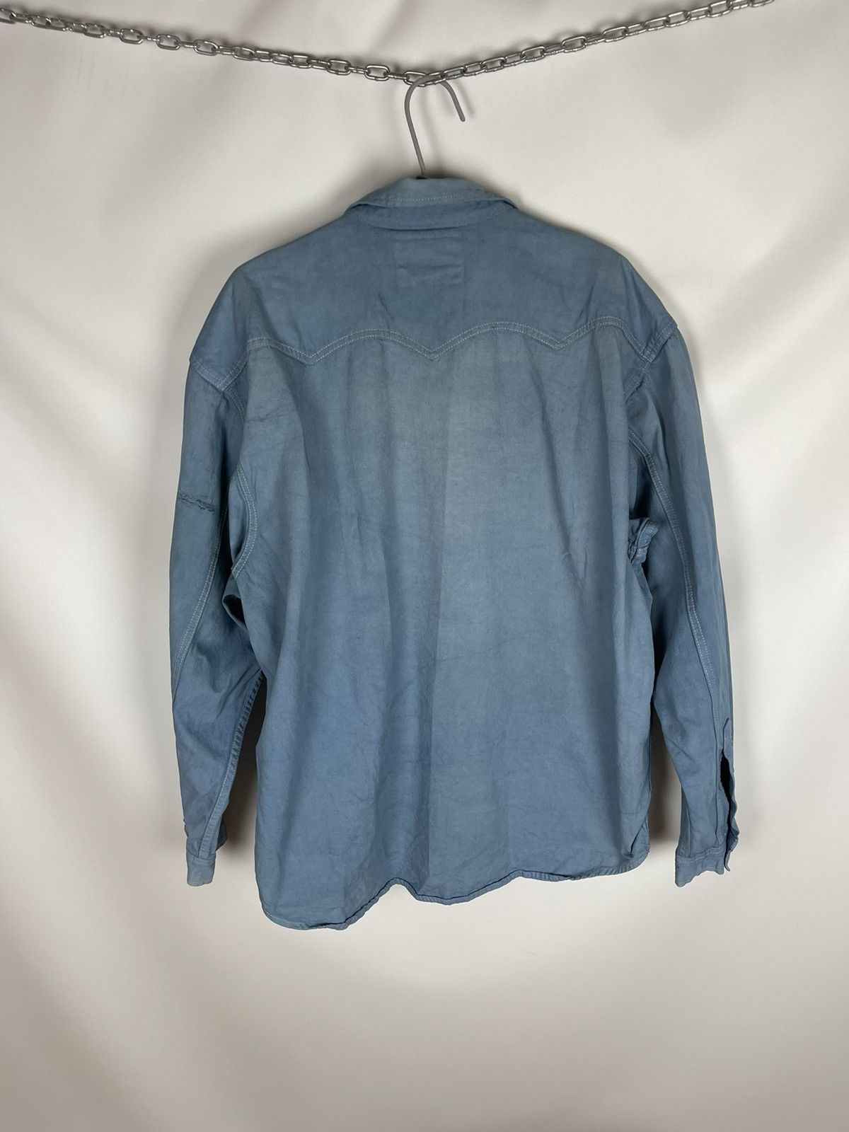 Levi's Levi’s vintage 90s blue denim distressed oversized ls shirt Size US XL / EU 56 / 4 - 13 Thumbnail