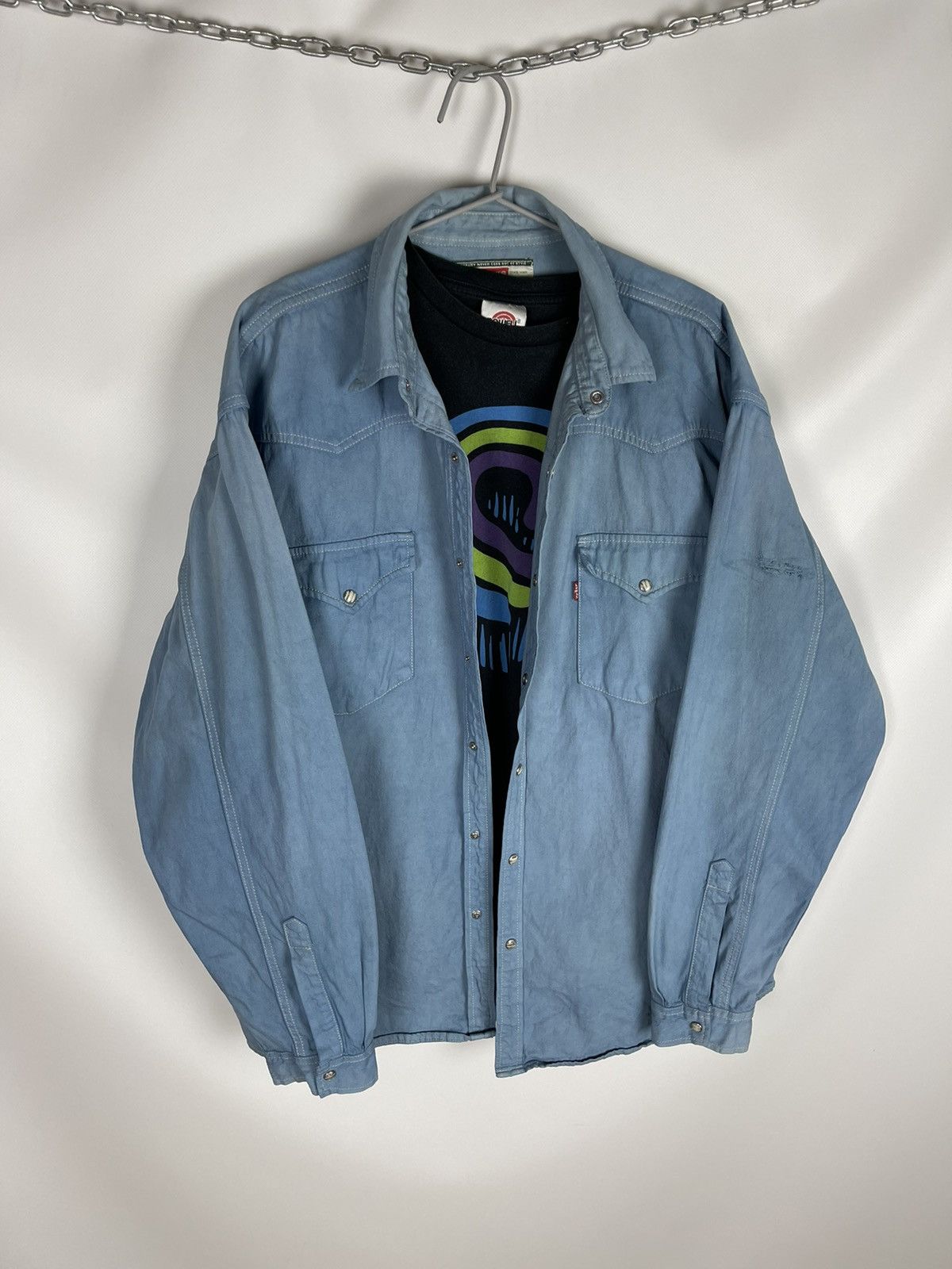 Levi's Levi’s vintage 90s blue denim distressed oversized ls shirt Size US XL / EU 56 / 4 - 1 Thumbnail