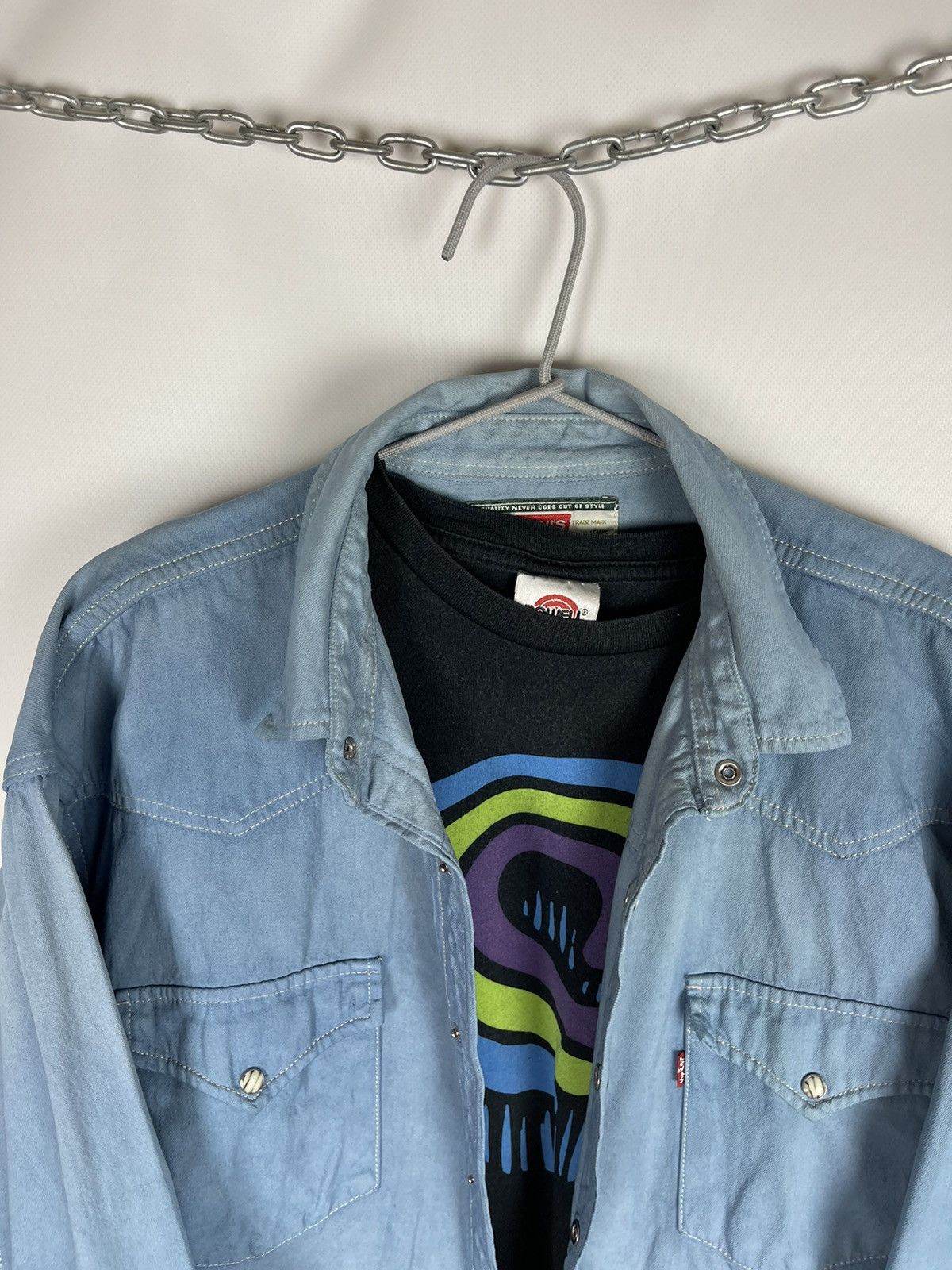 Levi's Levi’s vintage 90s blue denim distressed oversized ls shirt Size US XL / EU 56 / 4 - 6 Thumbnail