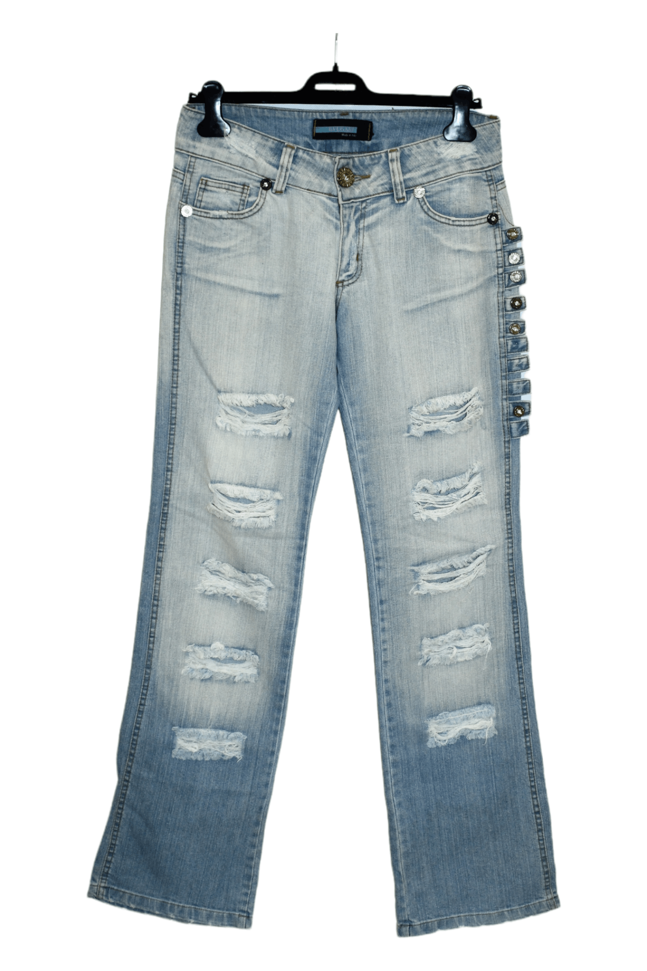 RARE VTG💥 Bvlgari x Swarovski Rhinestone Distressed Jeans
