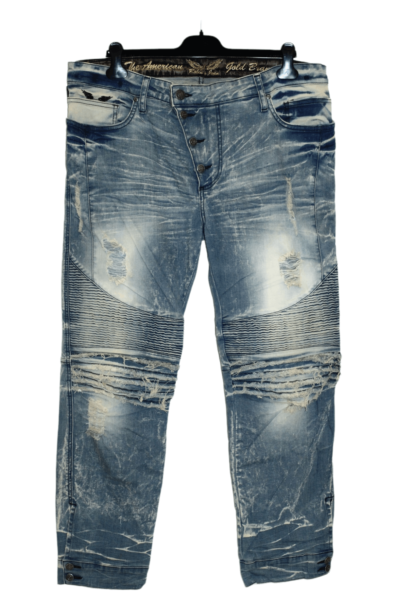 Robins Jeans VTG Robins Jeans Faded Denim Cropp Tapered Biker Jeans Size US 38 / EU 54 - 1 Thumbnail