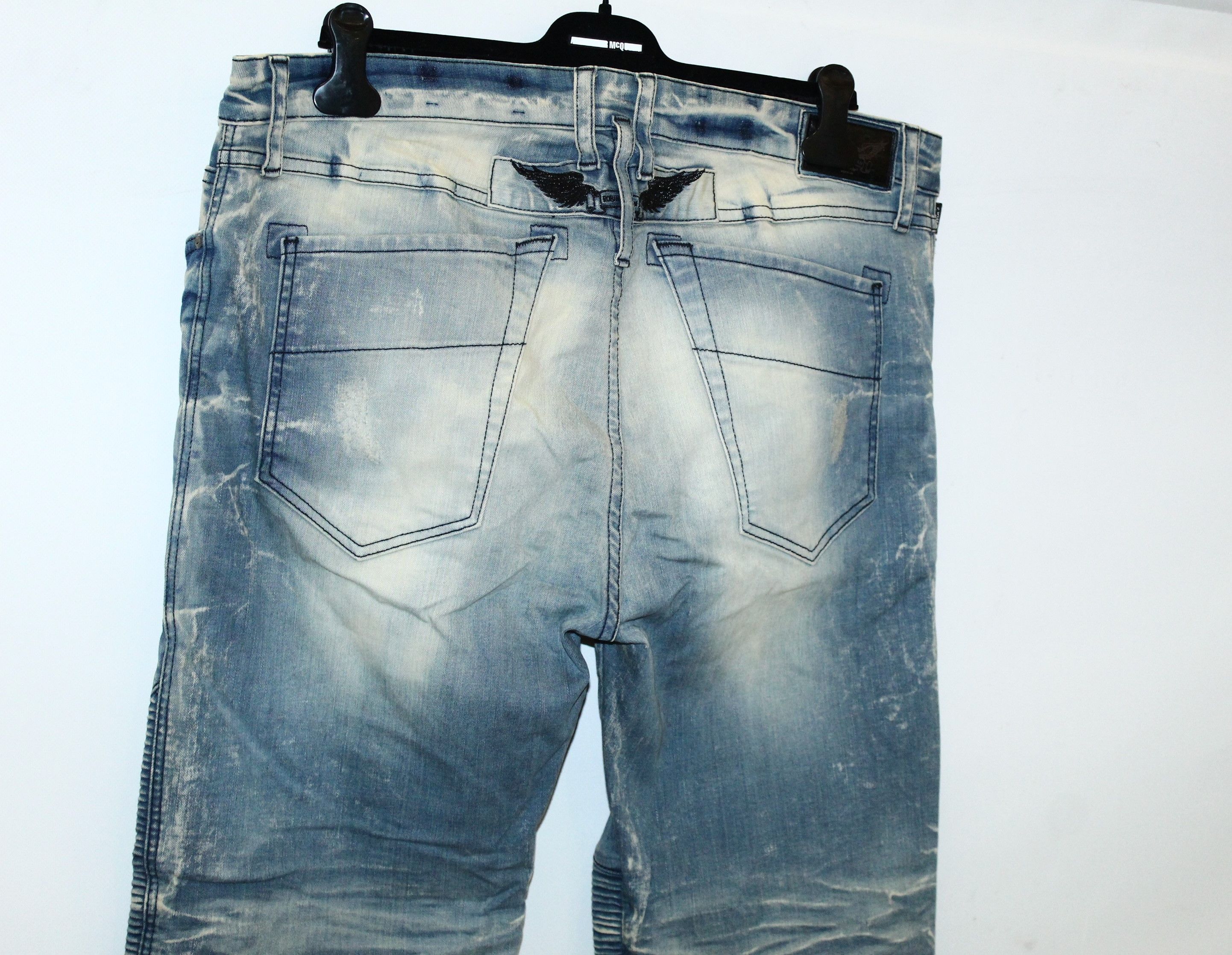 Robins Jeans VTG Robins Jeans Faded Denim Cropp Tapered Biker Jeans Size US 38 / EU 54 - 6 Thumbnail