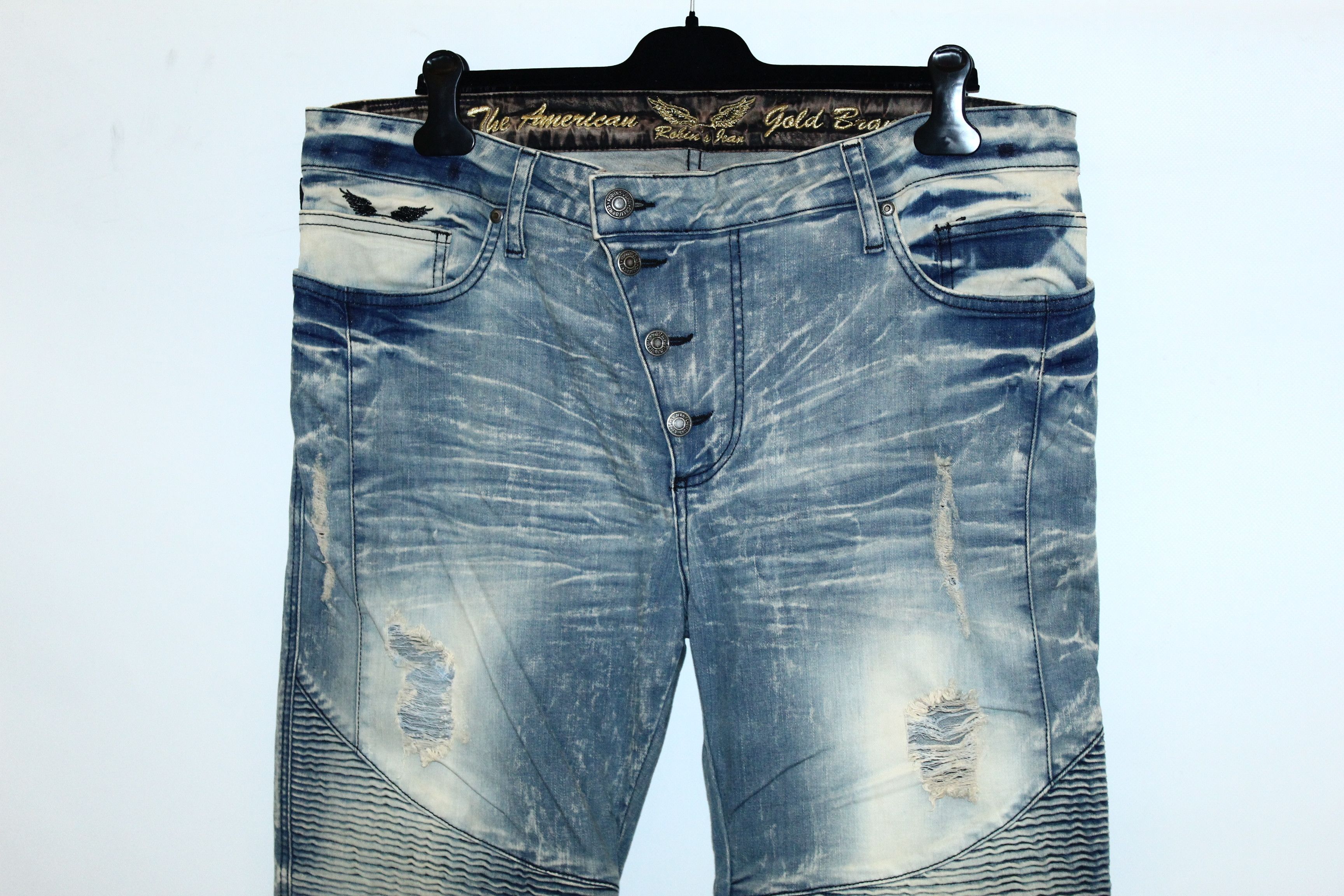 Robins Jeans VTG Robins Jeans Faded Denim Cropp Tapered Biker Jeans Size US 38 / EU 54 - 3 Thumbnail