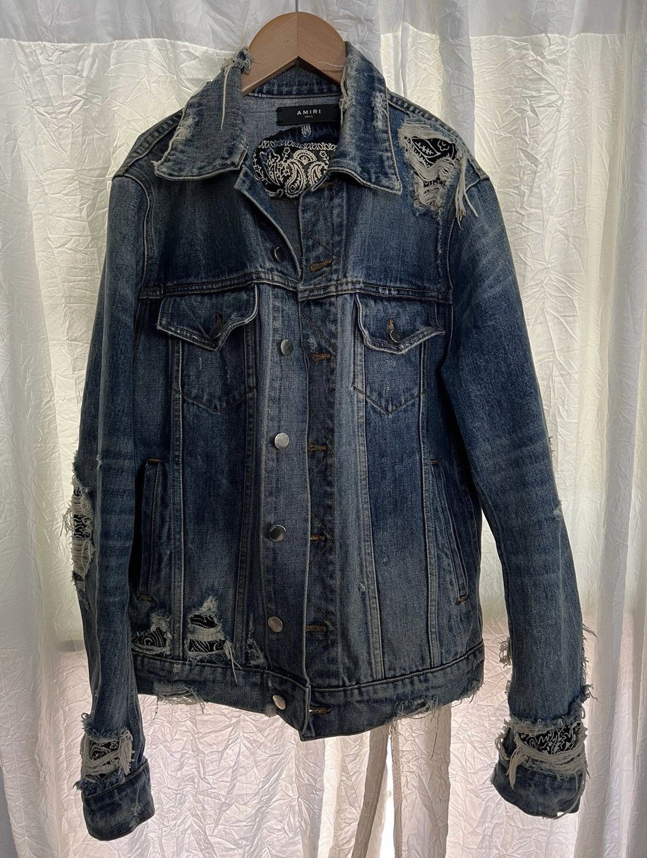Amiri Amiri bandana denim jacket Grailed