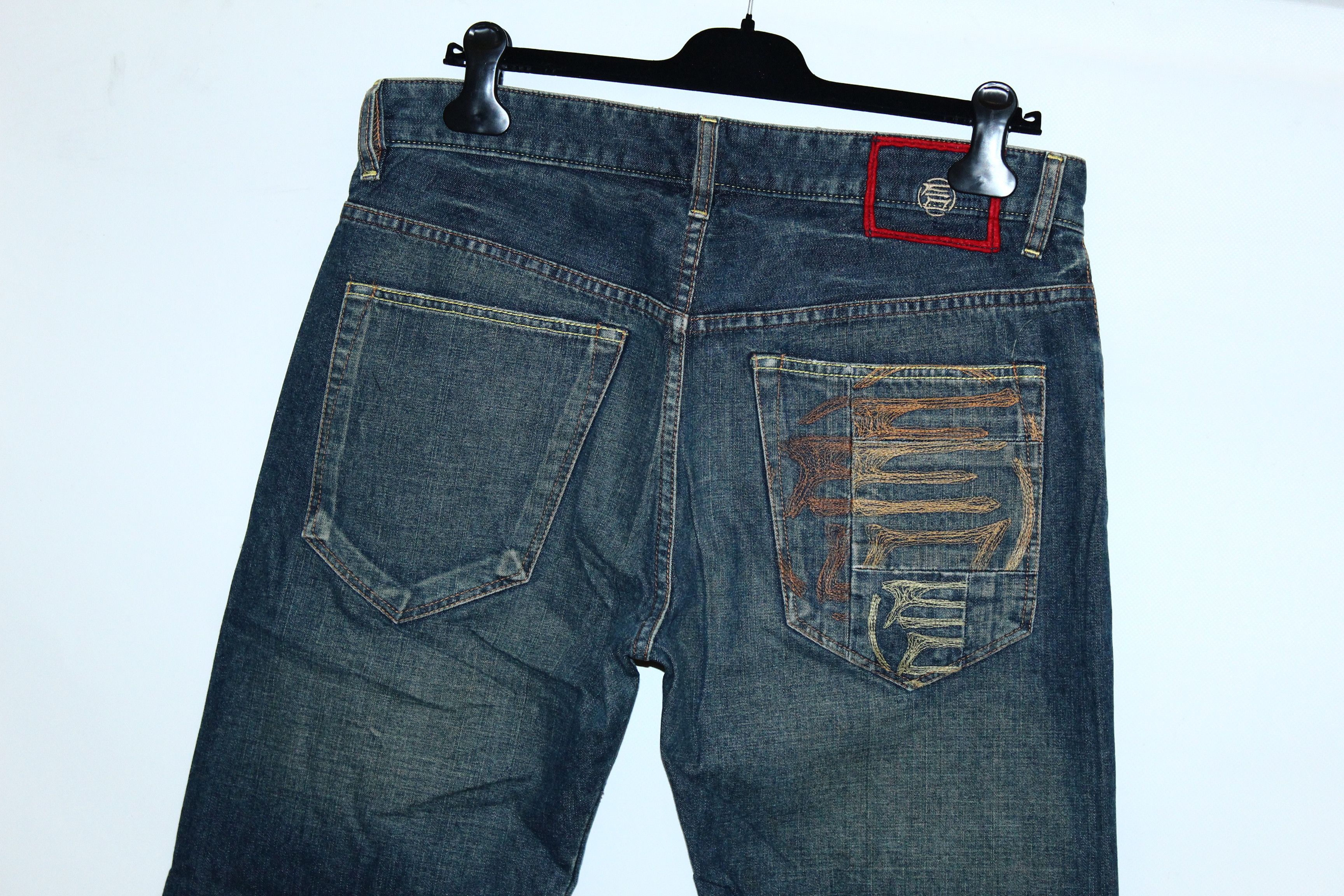 Japanese Brand Rare Vtg Etienne Ozeki Patchwork faded denim baggy Jeans Size US 34 / EU 50 - 5 Thumbnail