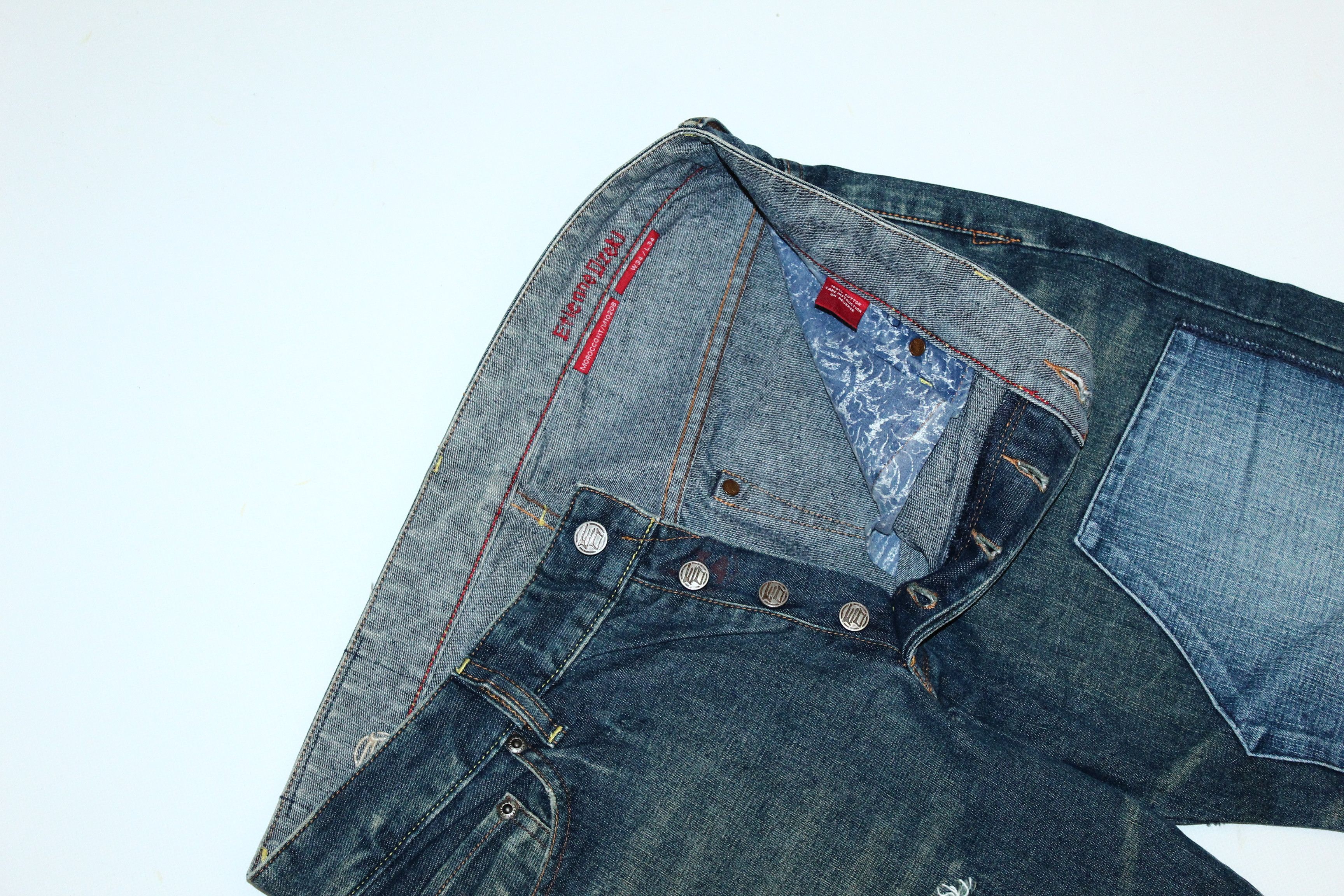 Japanese Brand Rare Vtg Etienne Ozeki Patchwork faded denim baggy Jeans Size US 34 / EU 50 - 6 Thumbnail