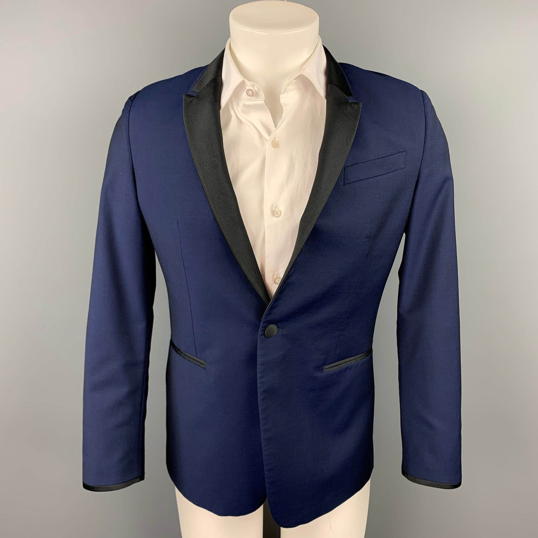 Paul Smith Regular Navy Wool Mohair Peak Lapel Tuxedo Sport Coat Size 38R - 1 Thumbnail