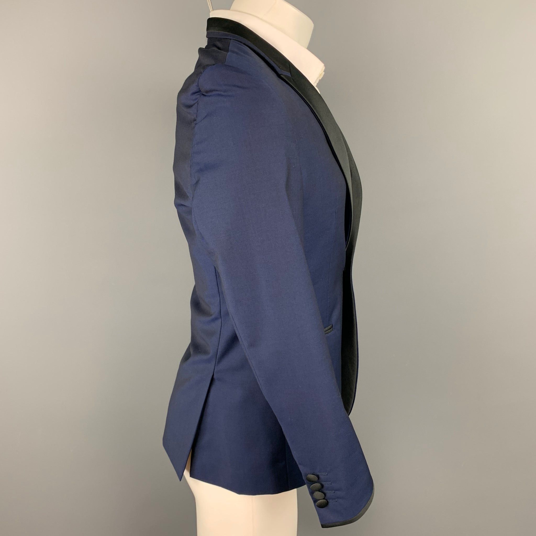 Paul Smith Regular Navy Wool Mohair Peak Lapel Tuxedo Sport Coat Size 38R - 3 Thumbnail