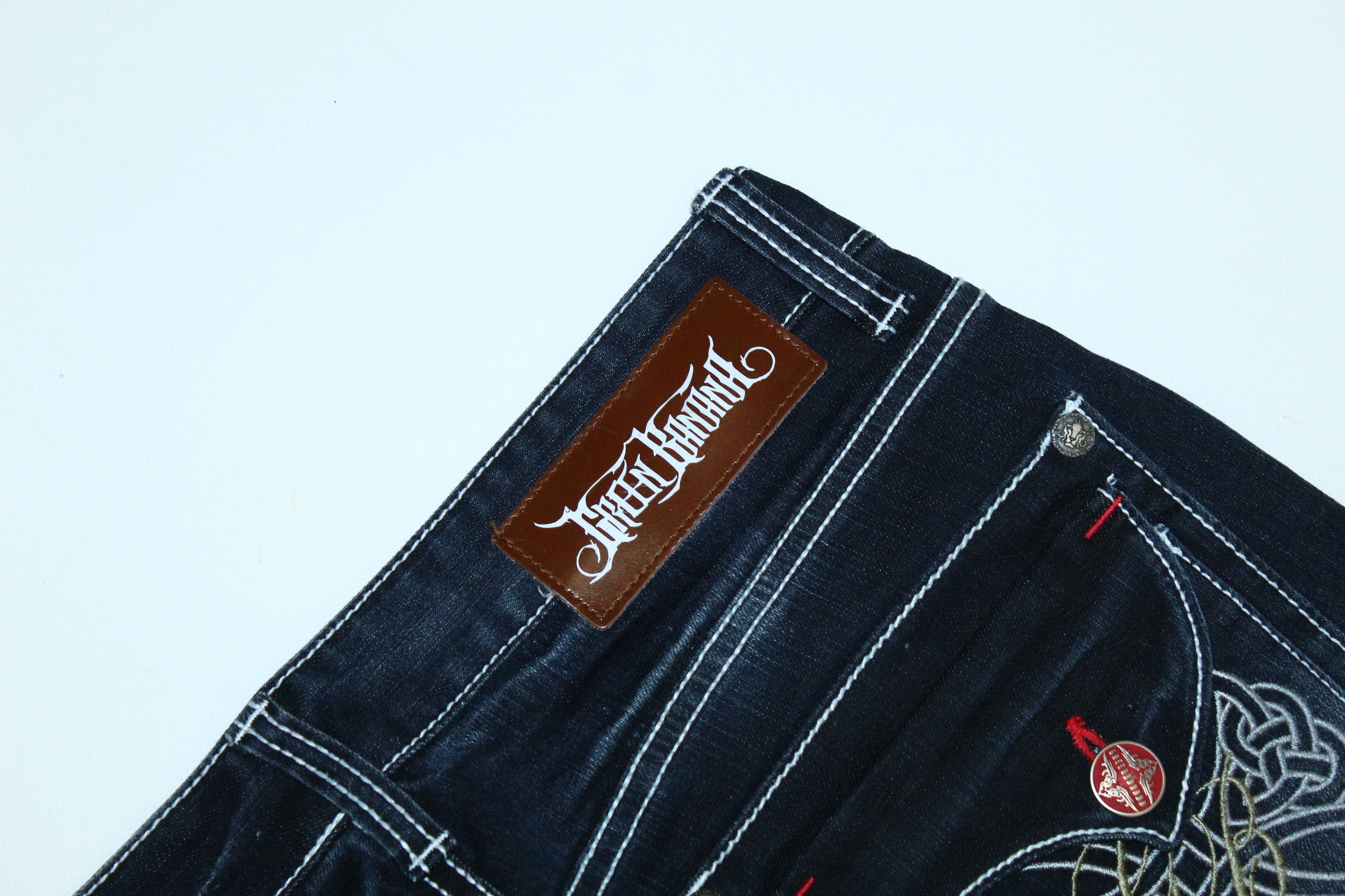 Affliction Y2K🔥Green Banana Wings Embroidery Faded Denim Jeans Size US 31 - 6 Thumbnail