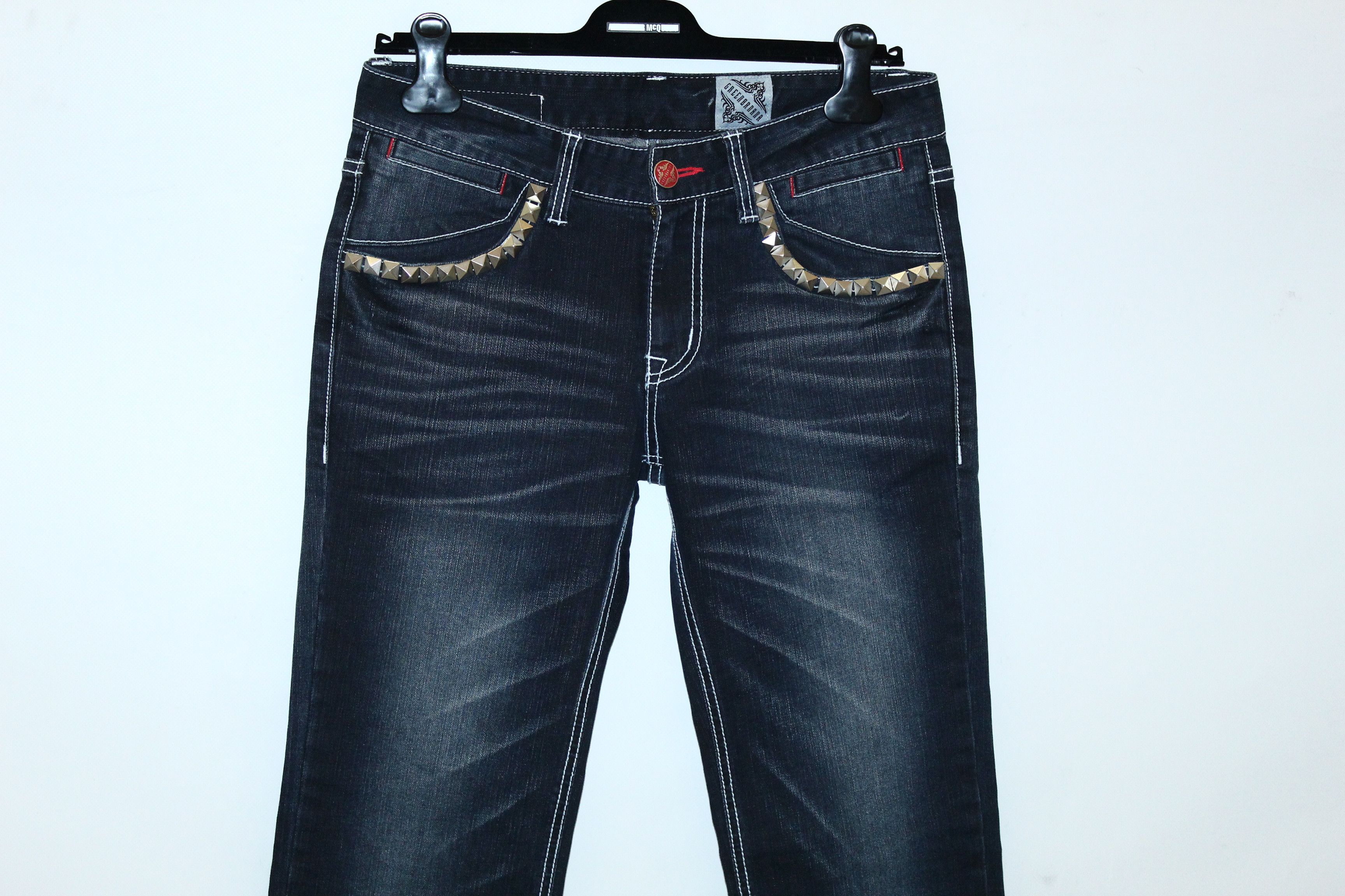 Affliction Y2K🔥Green Banana Wings Embroidery Faded Denim Jeans Size US 31 - 3 Thumbnail