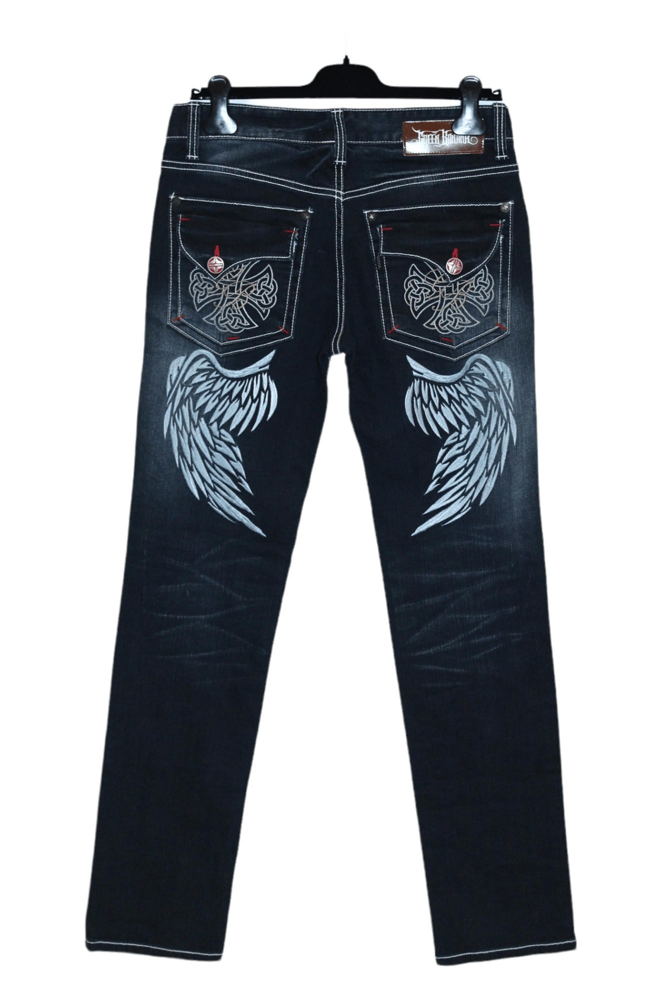 Affliction Y2K🔥Green Banana Wings Embroidery Faded Denim Jeans Size US 31 - 1 Thumbnail