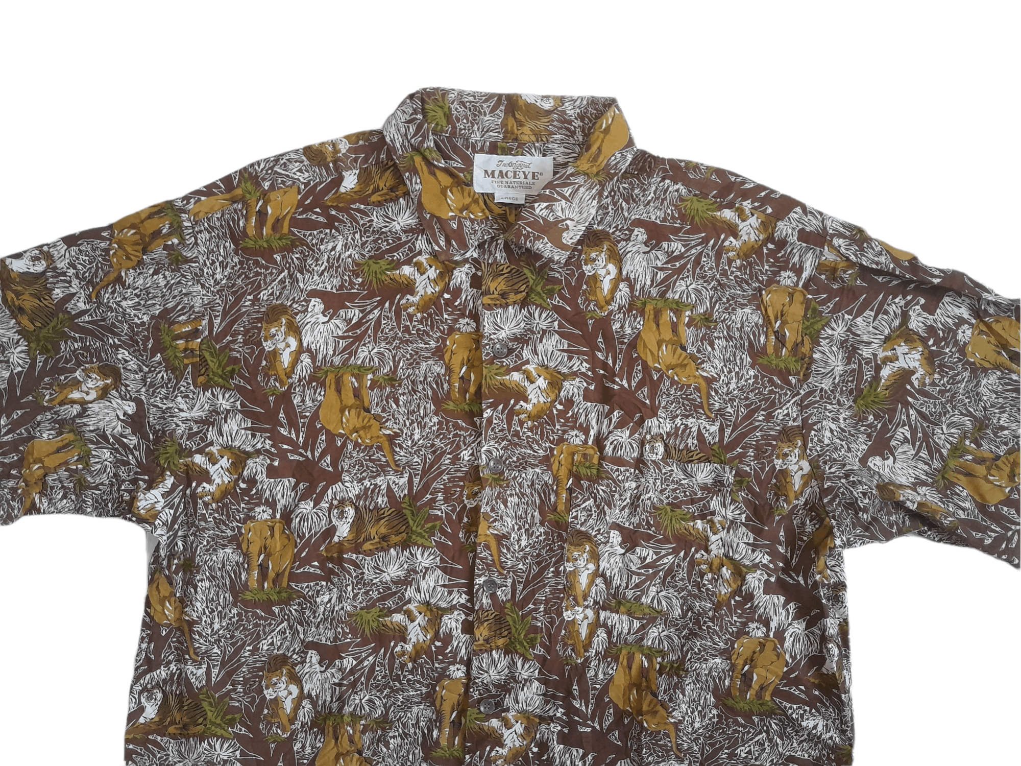 Japanese Brand × Vintage Maceye Sukajan Tiger Elephent Button Shirt (E386) Size US L / EU 52-54 / 3 - 2 Thumbnail