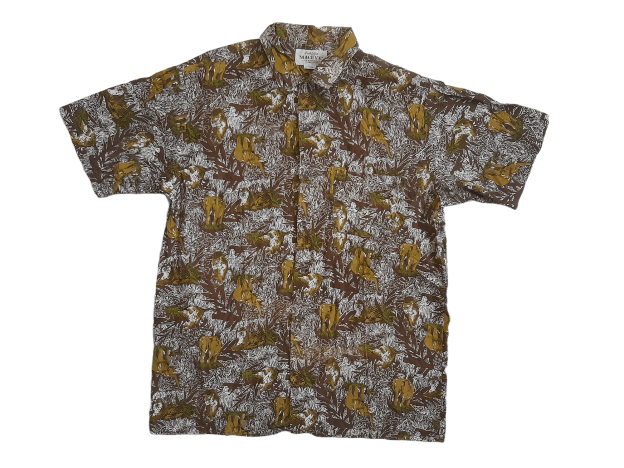 Japanese Brand × Vintage Maceye Sukajan Tiger Elephent Button Shirt (E386) Size US L / EU 52-54 / 3 - 1 Thumbnail