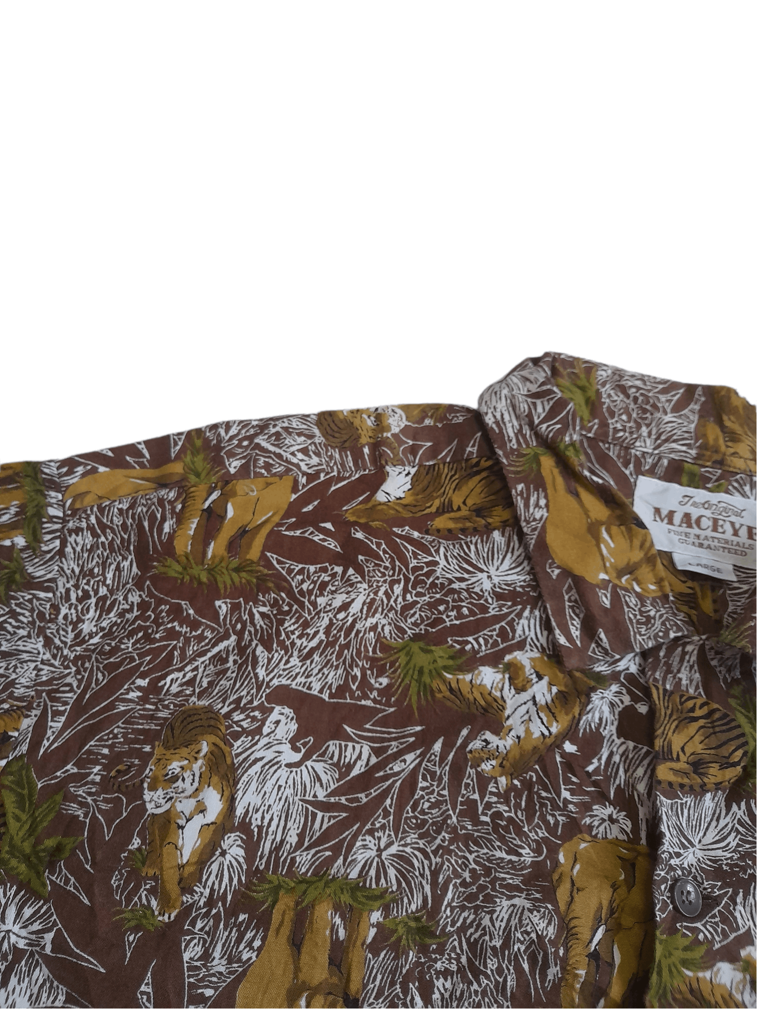 Japanese Brand × Vintage Maceye Sukajan Tiger Elephent Button Shirt (E386) Size US L / EU 52-54 / 3 - 4 Thumbnail